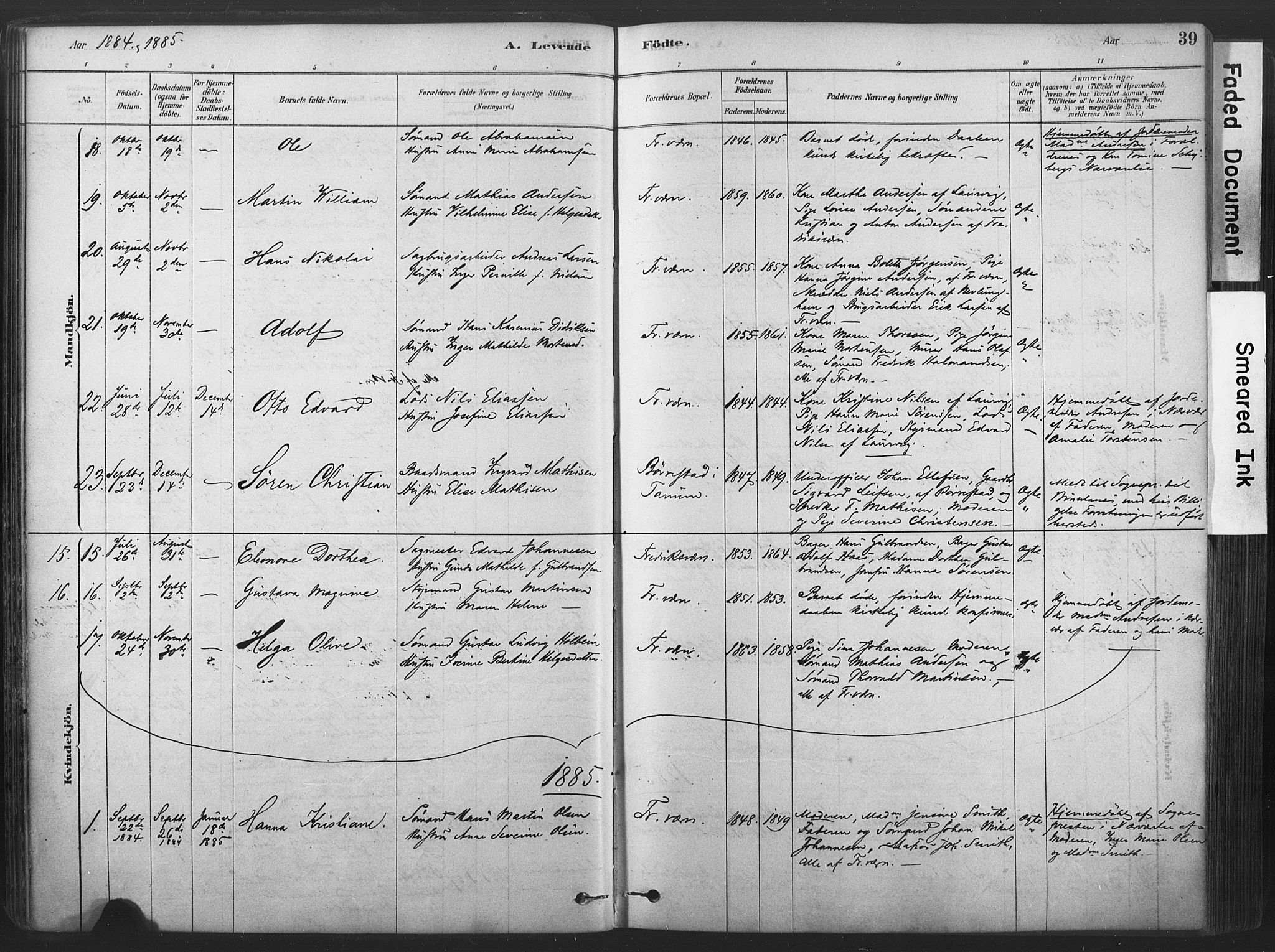 Stavern kirkebøker, SAKO/A-318/F/Fa/L0008: Parish register (official) no. 8, 1878-1905, p. 39