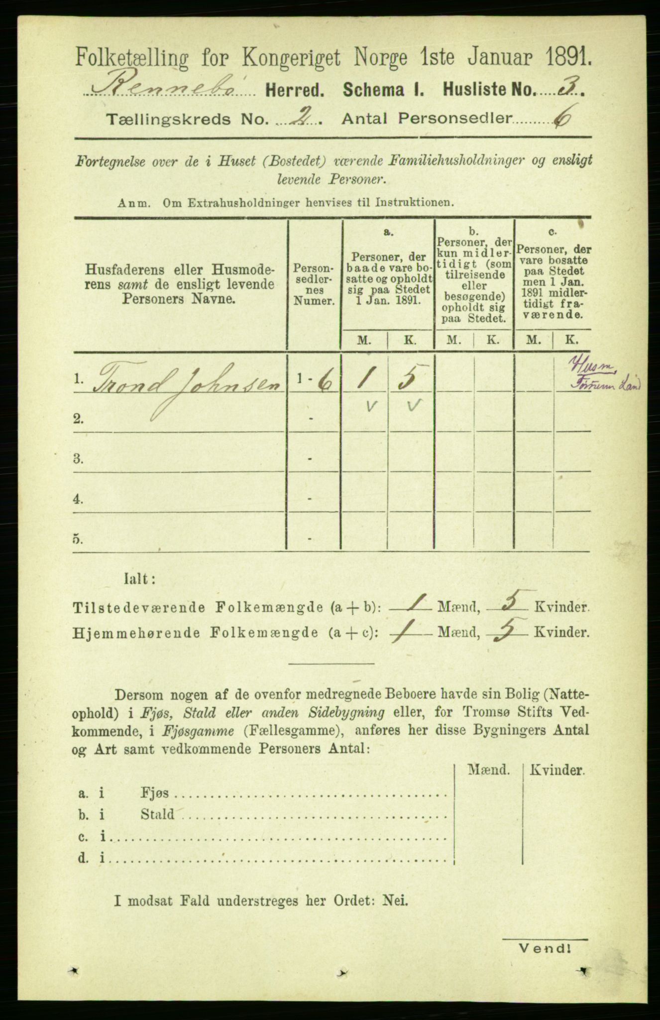 RA, 1891 census for 1635 Rennebu, 1891, p. 625