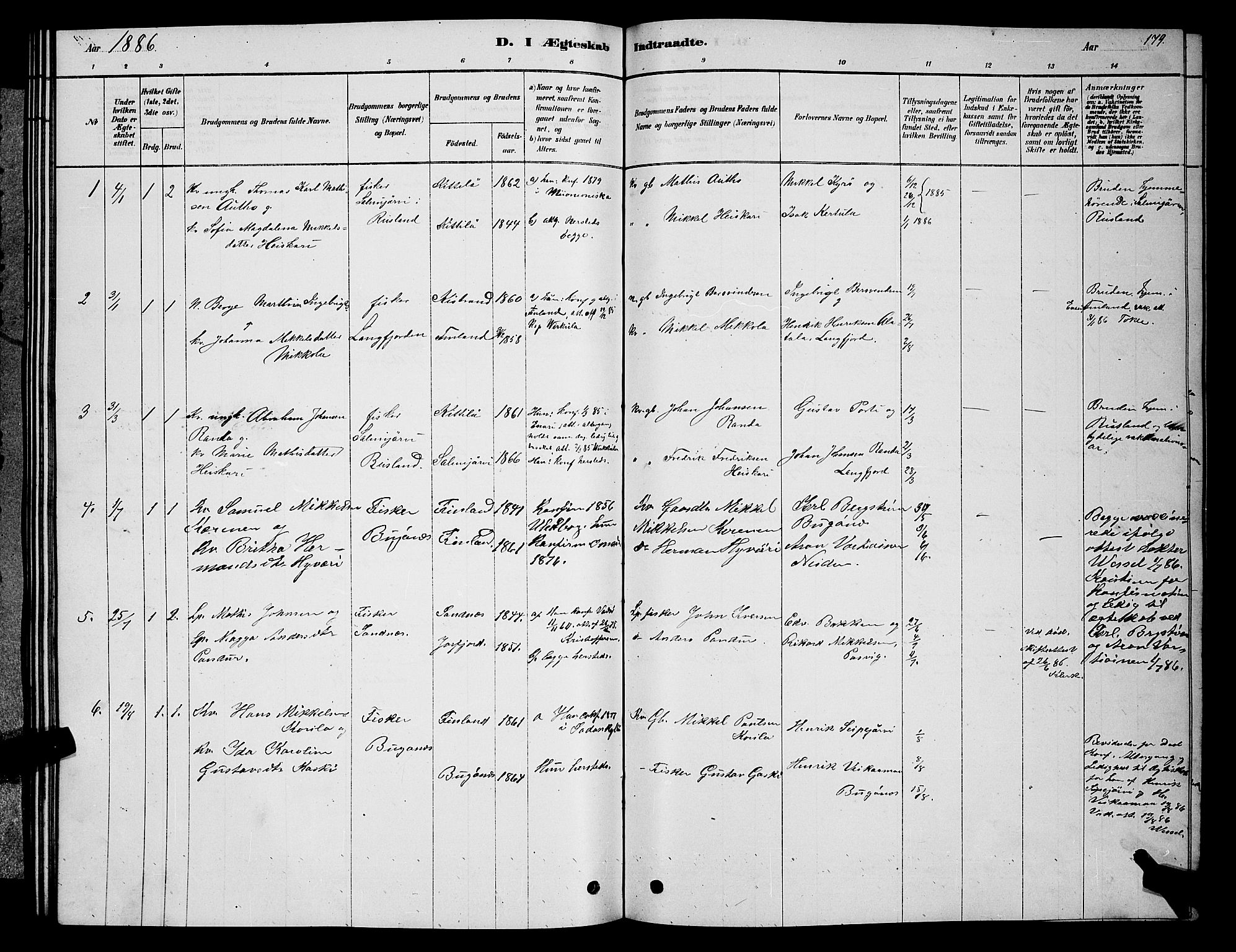 Sør-Varanger sokneprestkontor, AV/SATØ-S-1331/H/Hb/L0003klokker: Parish register (copy) no. 3, 1878-1891, p. 179
