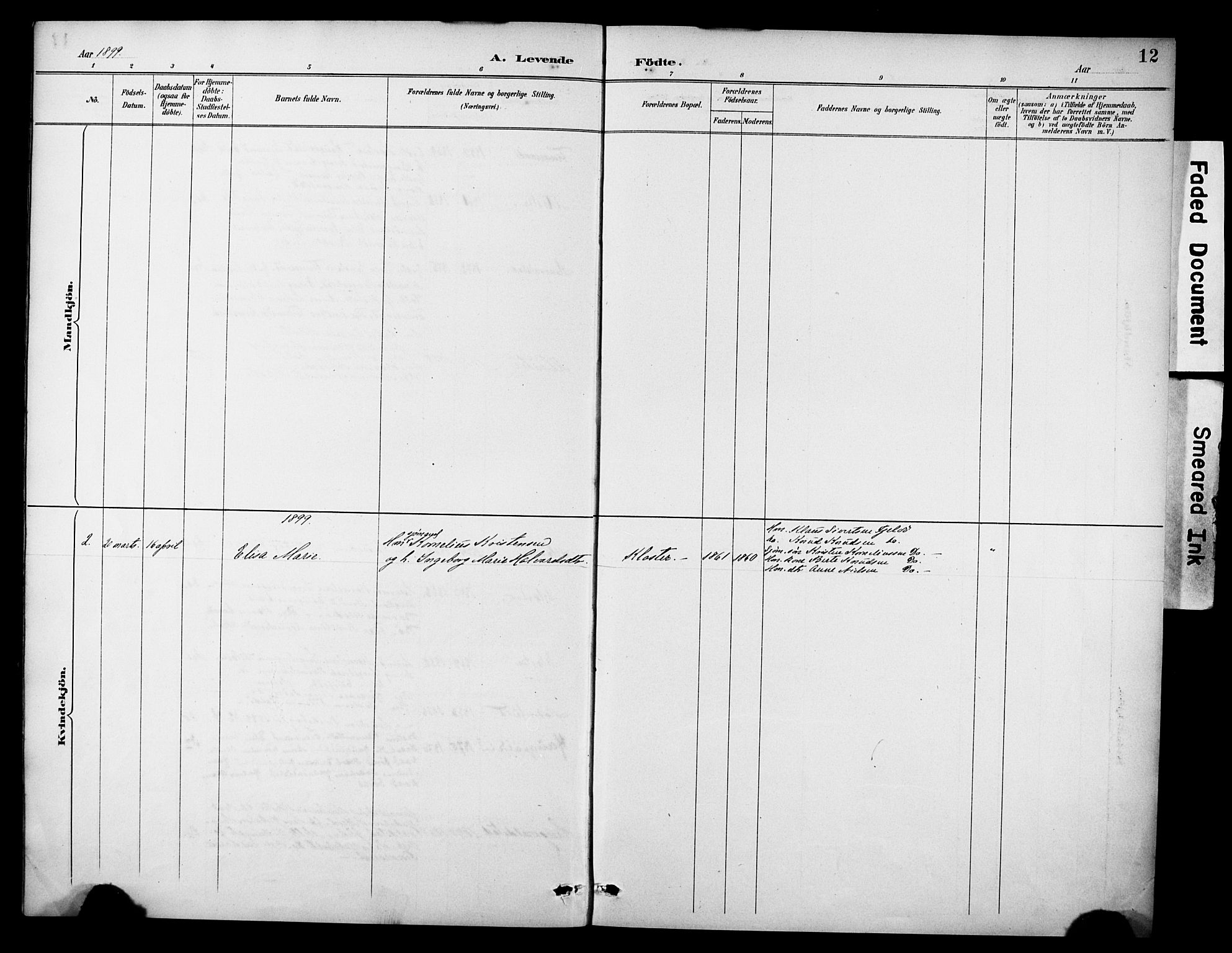 Rennesøy sokneprestkontor, SAST/A -101827/H/Ha/Haa/L0014: Parish register (official) no. A 14, 1890-1908, p. 12