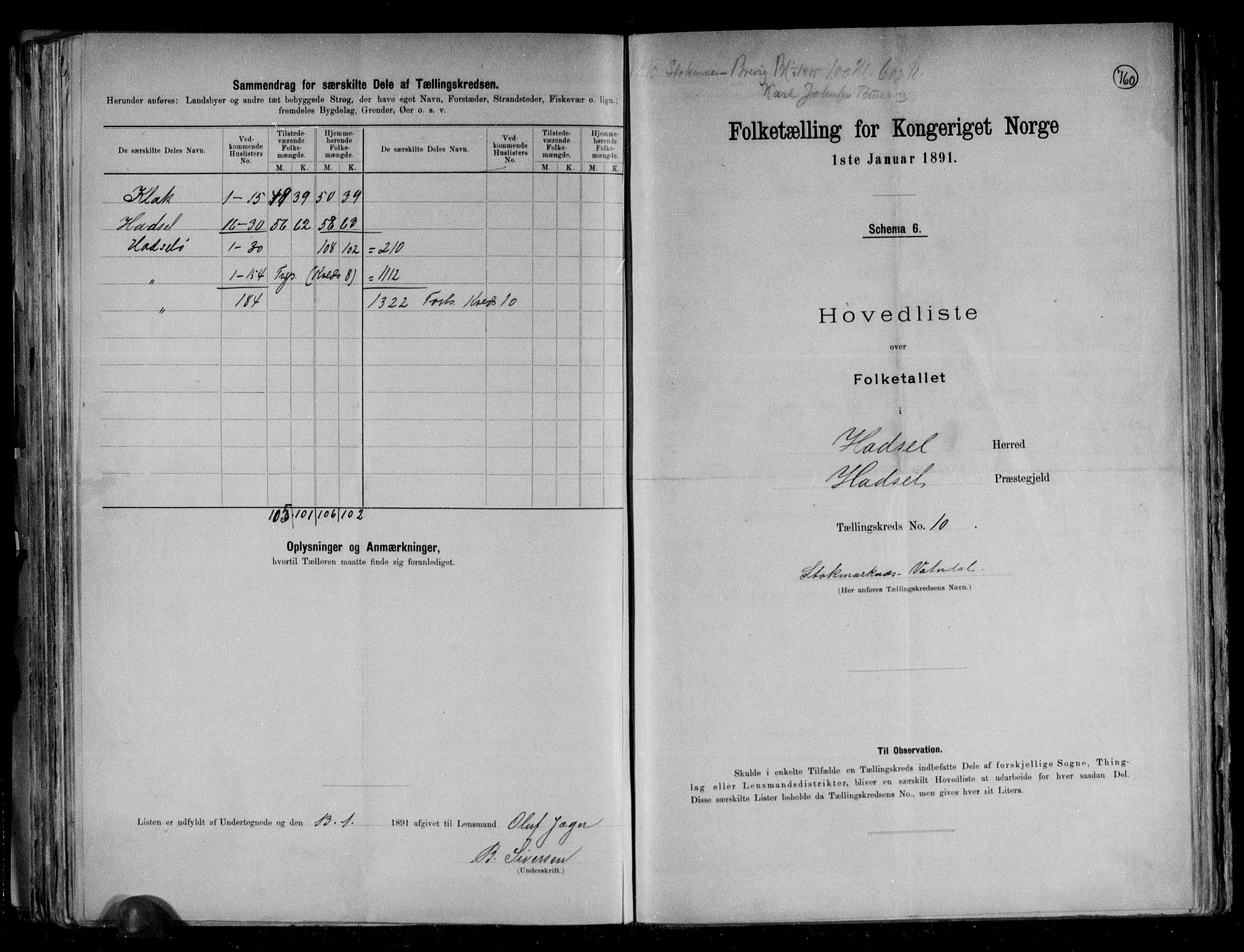 RA, 1891 census for 1866 Hadsel, 1891, p. 25