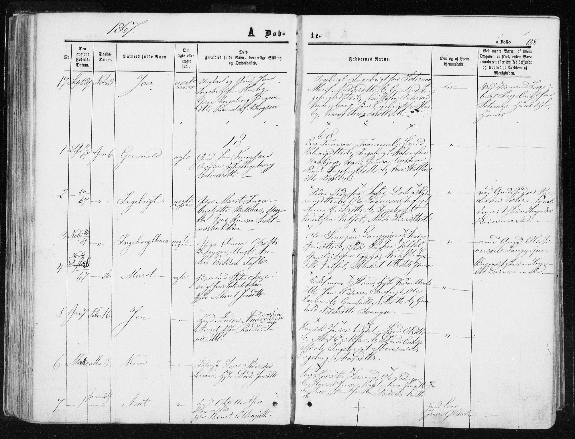 Ministerialprotokoller, klokkerbøker og fødselsregistre - Sør-Trøndelag, SAT/A-1456/612/L0377: Parish register (official) no. 612A09, 1859-1877, p. 138