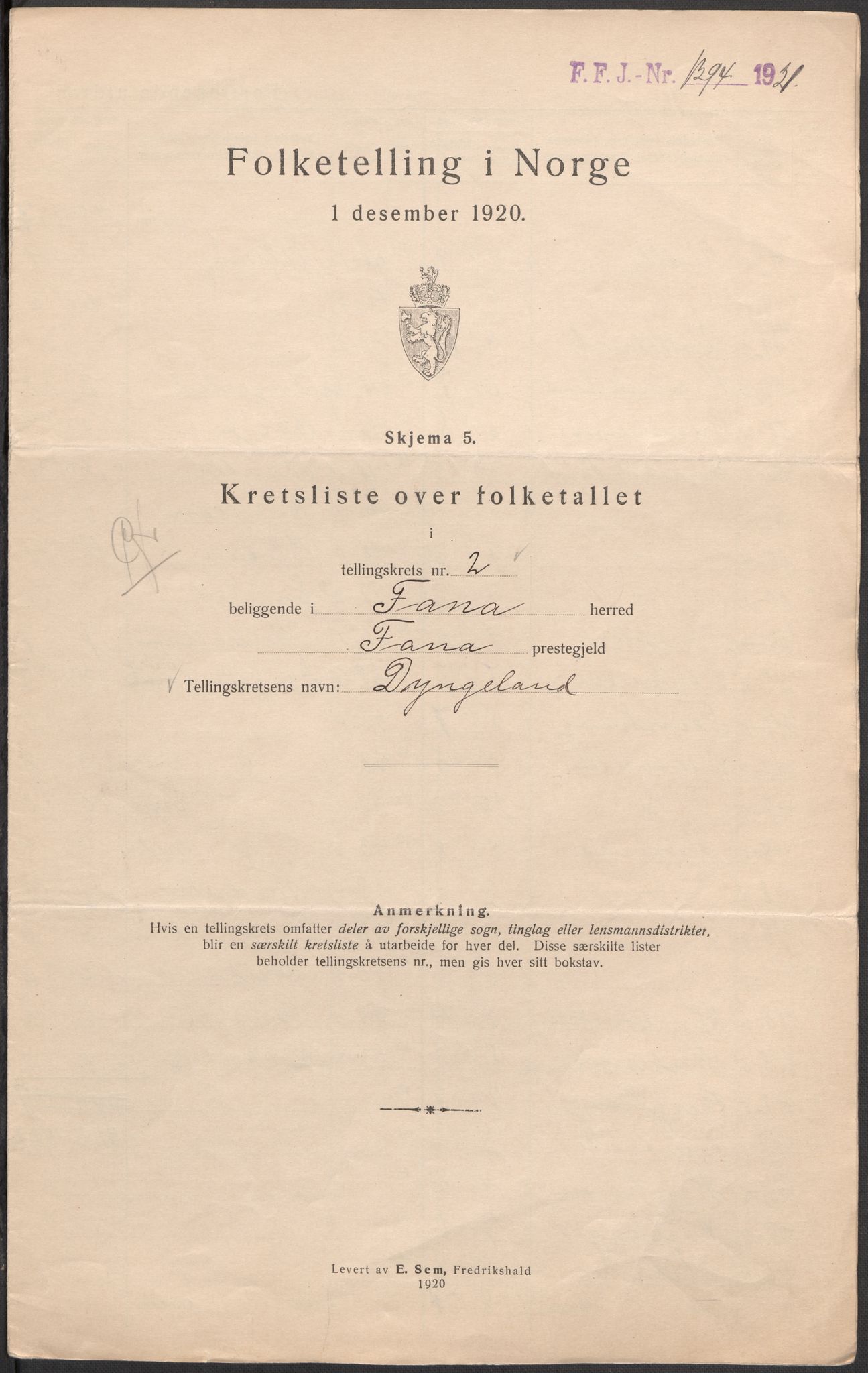 SAB, 1920 census for Fana, 1920, p. 16