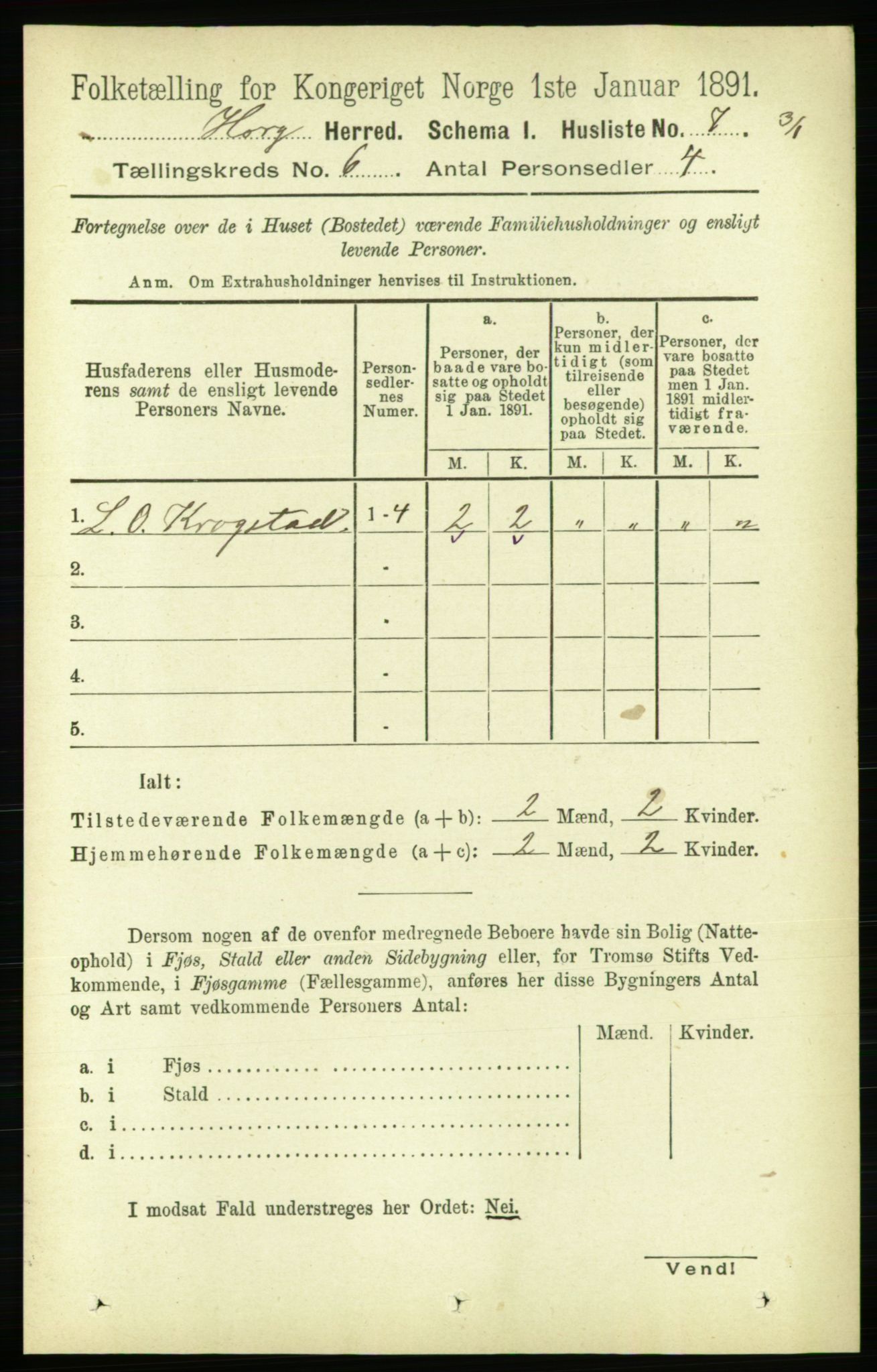 RA, 1891 census for 1650 Horg, 1891, p. 2355