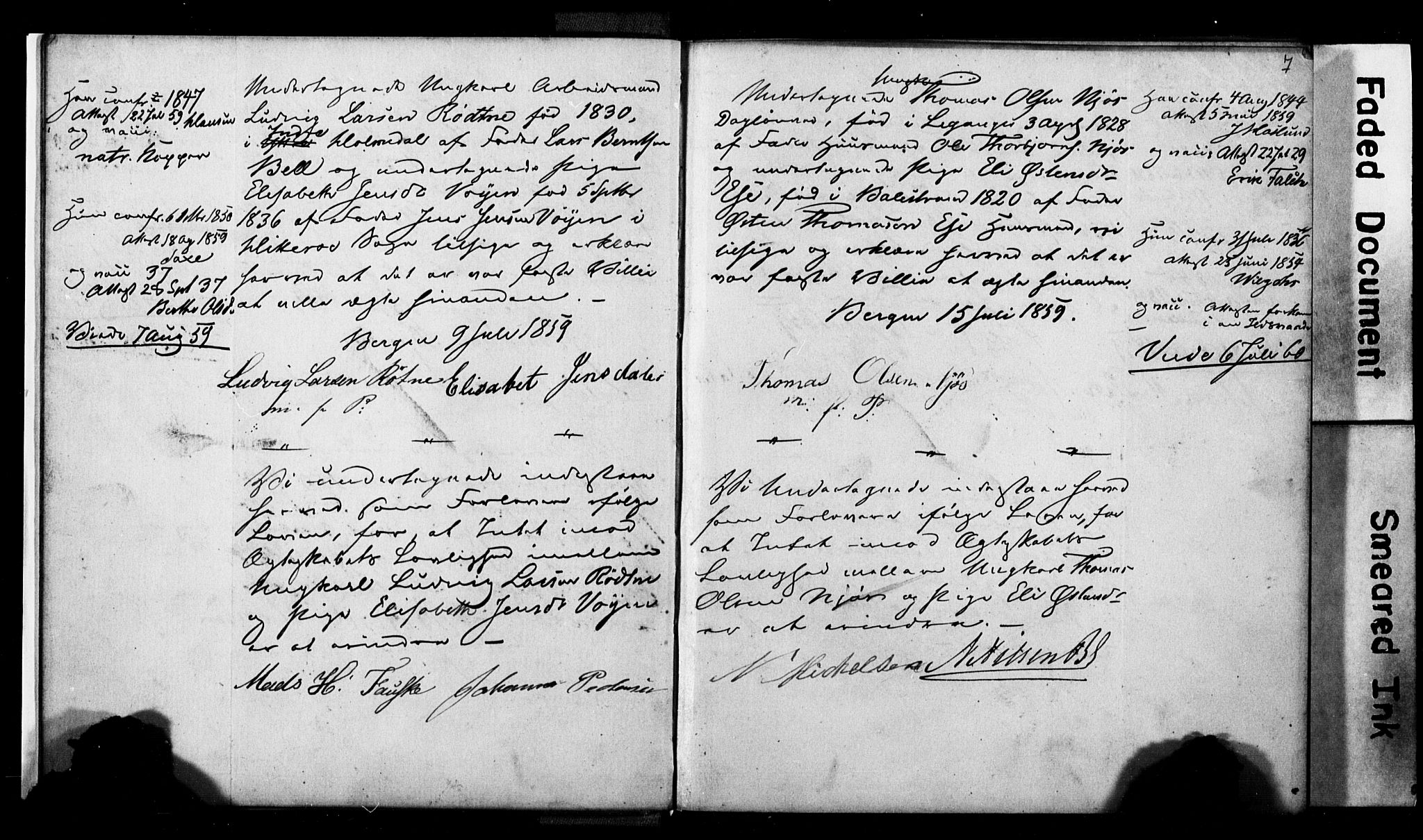 Korskirken sokneprestembete, AV/SAB-A-76101: Best man's statements no. II.5.2, 1859-1865, p. 7