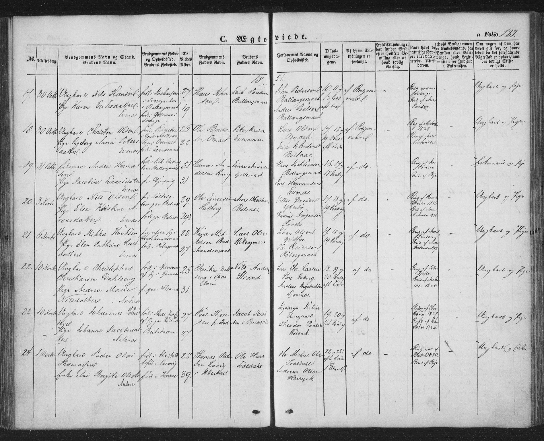 Ministerialprotokoller, klokkerbøker og fødselsregistre - Nordland, AV/SAT-A-1459/863/L0895: Parish register (official) no. 863A07, 1851-1860, p. 187