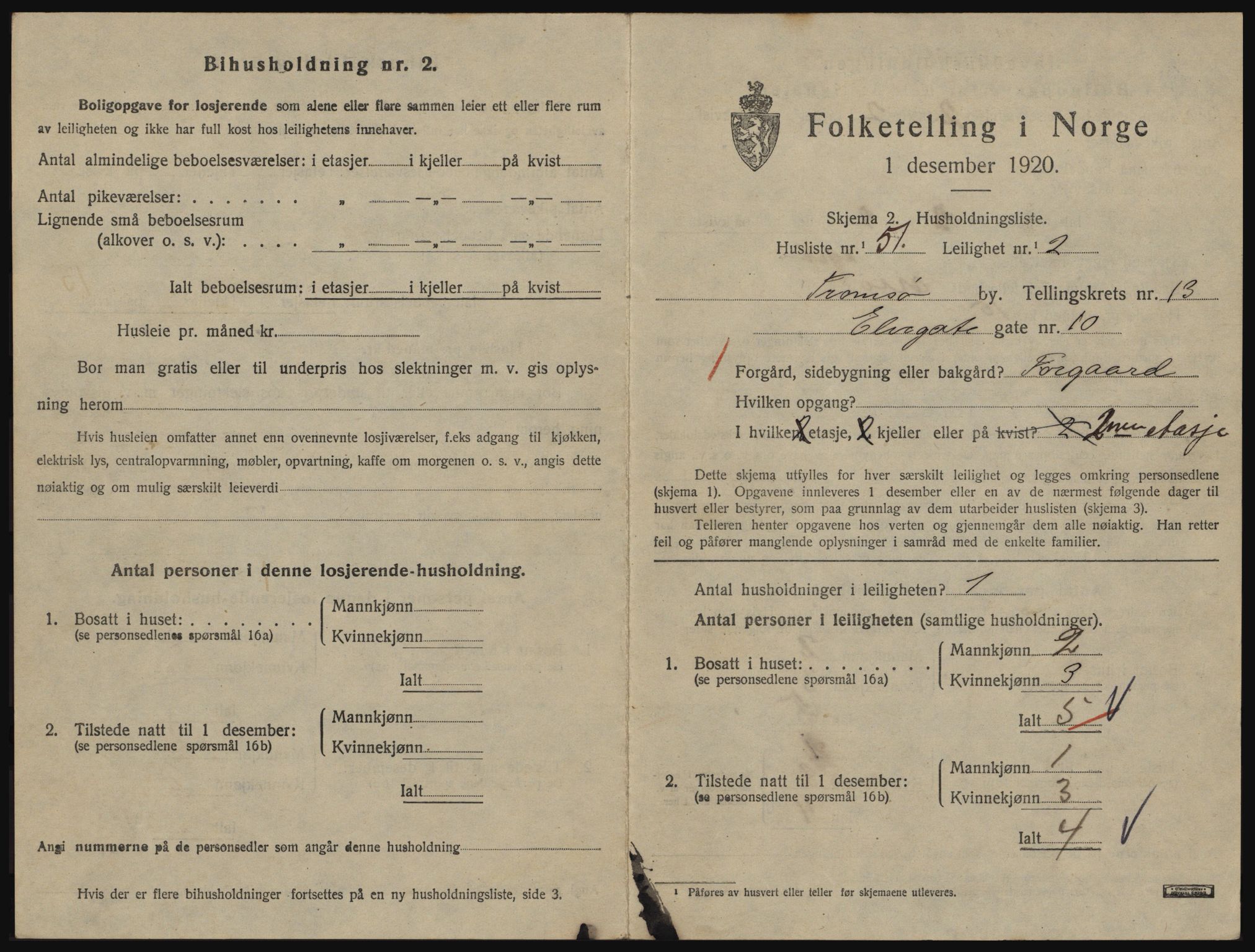 SATØ, 1920 census for Tromsø, 1920, p. 6457