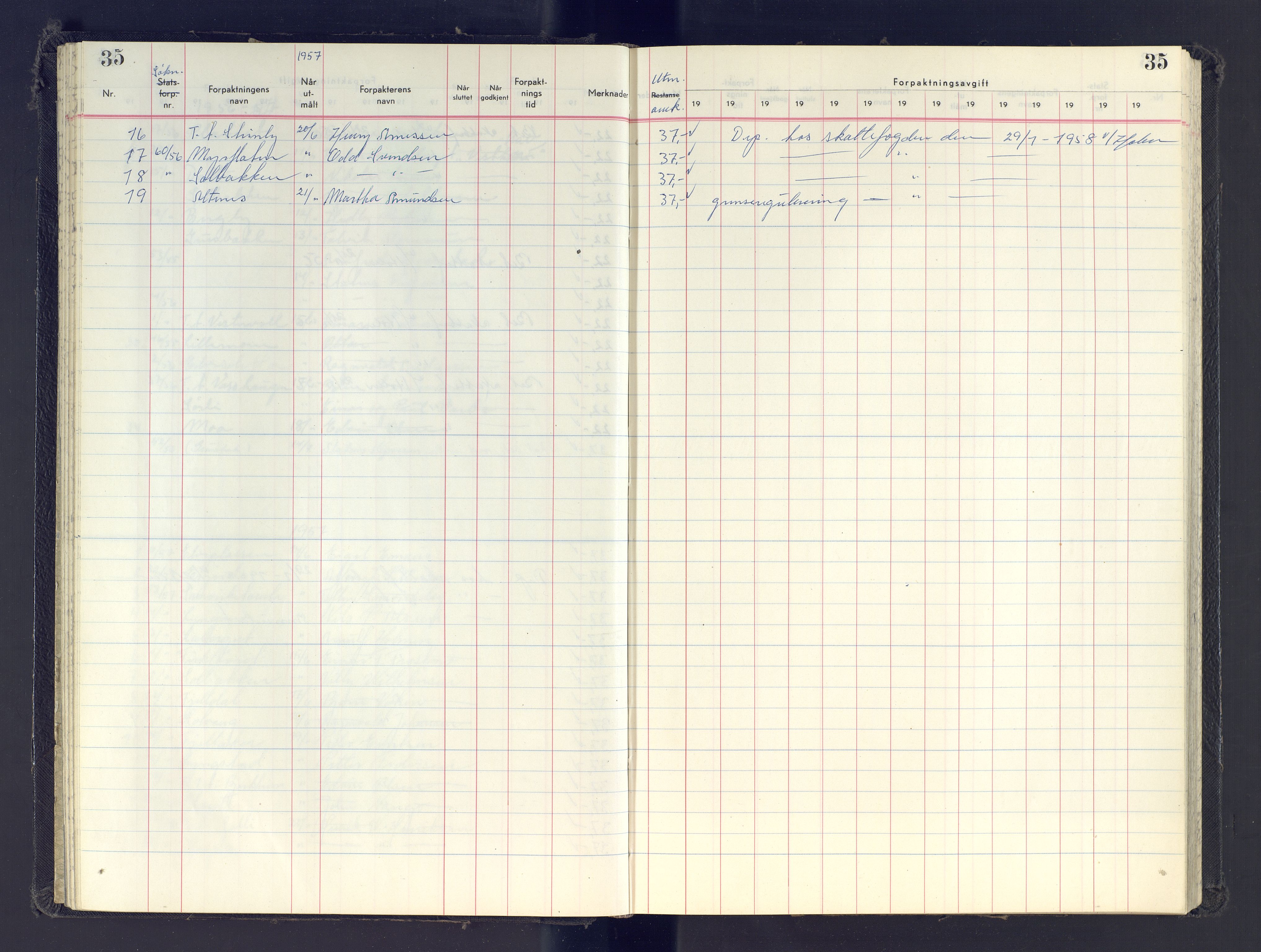 Finnmark jordsalgskommisjon/jordsalgskontor og Statskog SF Finnmark jordsalgskontor, AV/SATØ-S-1443/J/Jb/L0001: Protokoll for salg og forpaktning, 1948-1958, p. 35