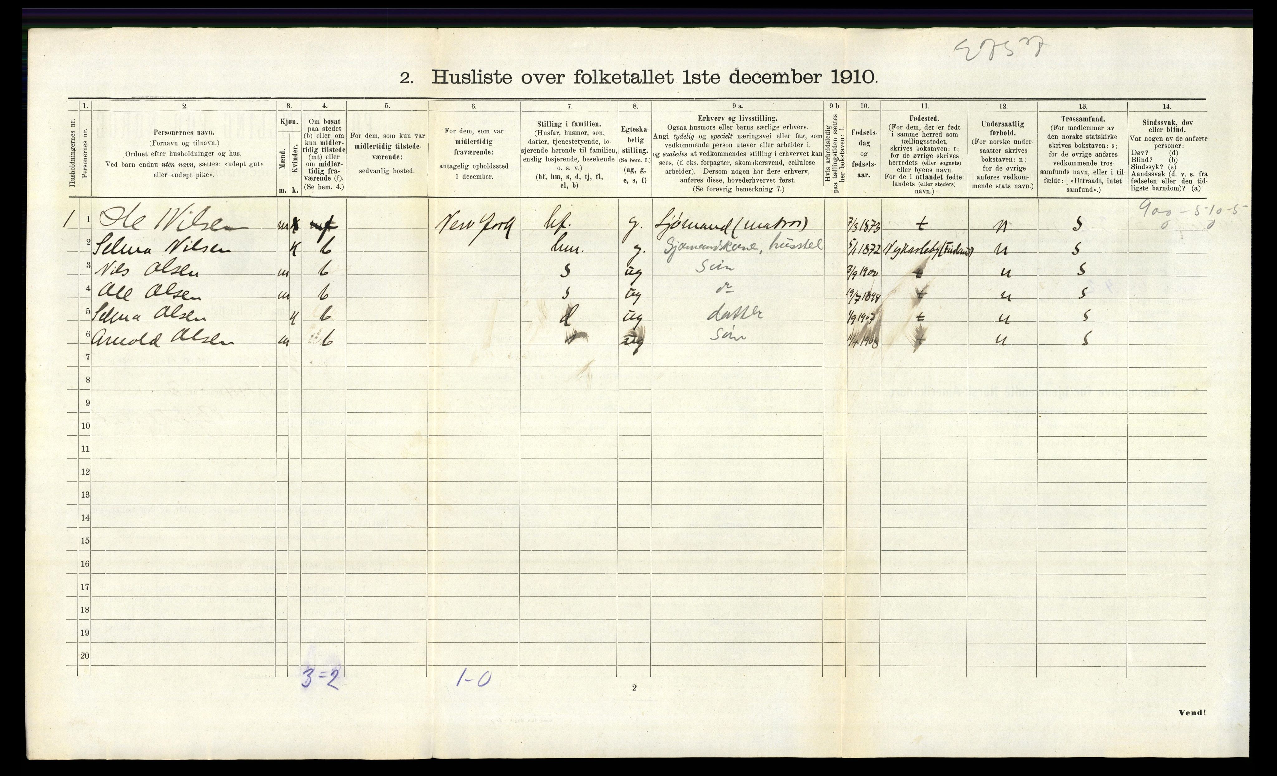 RA, 1910 census for Tysnes, 1910, p. 481