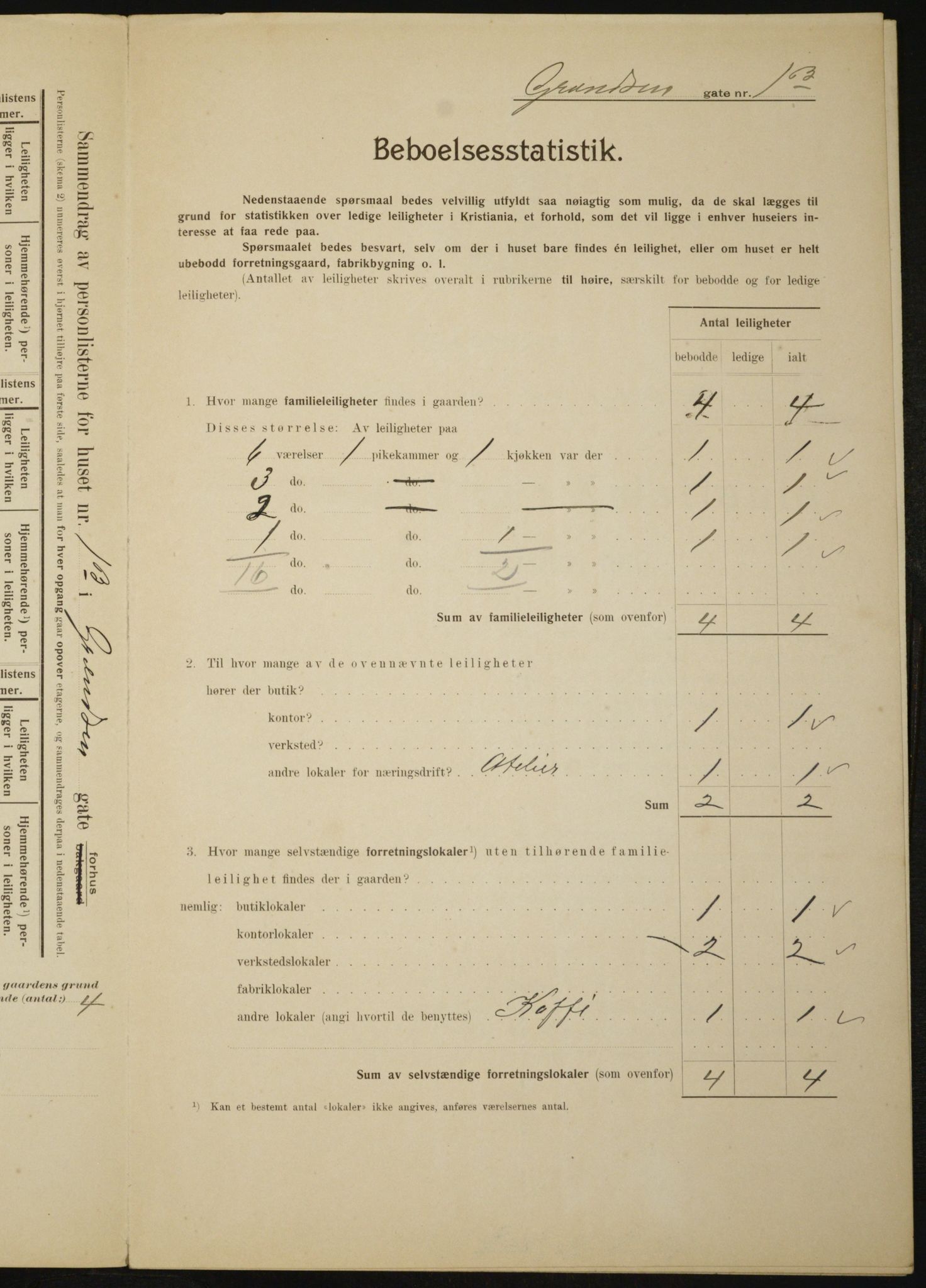 OBA, Municipal Census 1910 for Kristiania, 1910, p. 28223