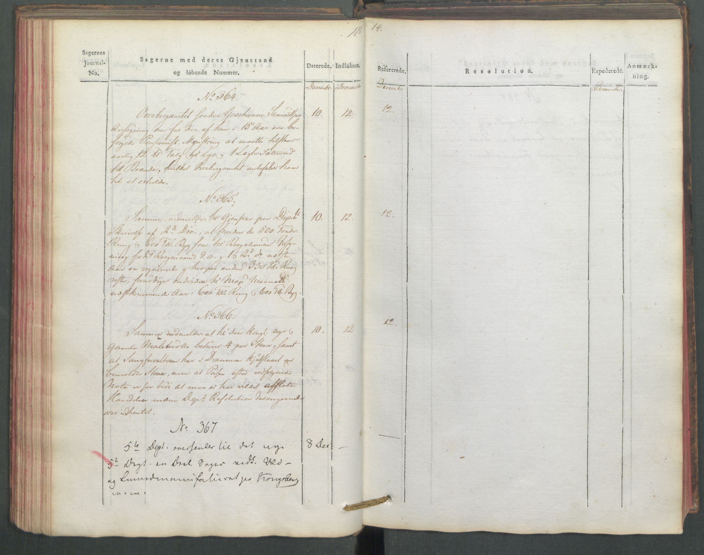 Departementene i 1814, AV/RA-S-3899/Fe/L0054: Journal, 1814