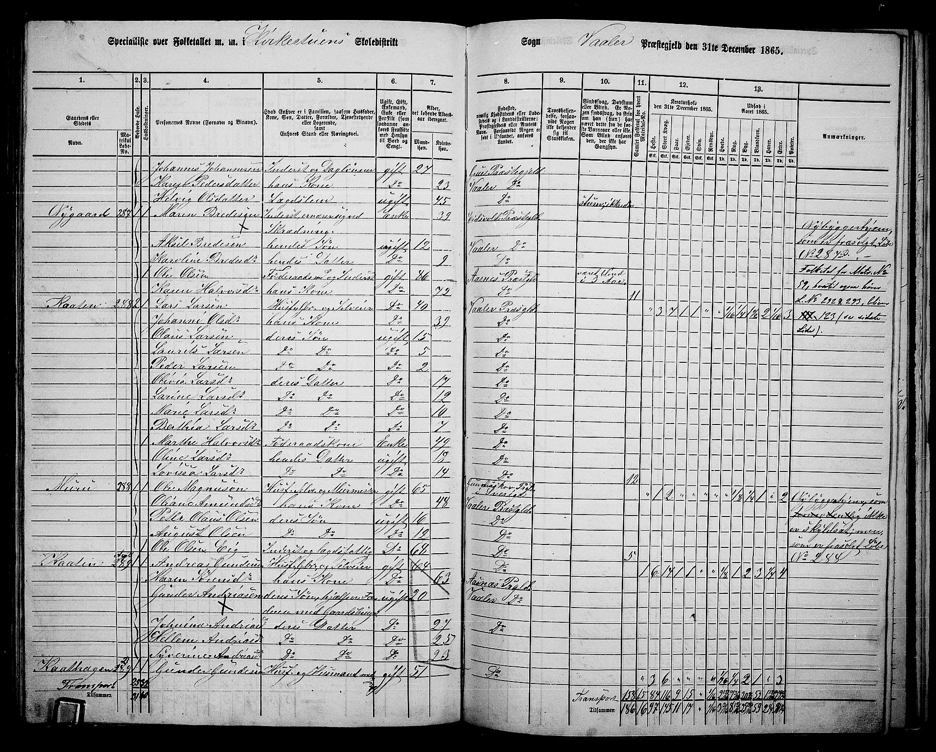 RA, 1865 census for Våler, 1865, p. 138