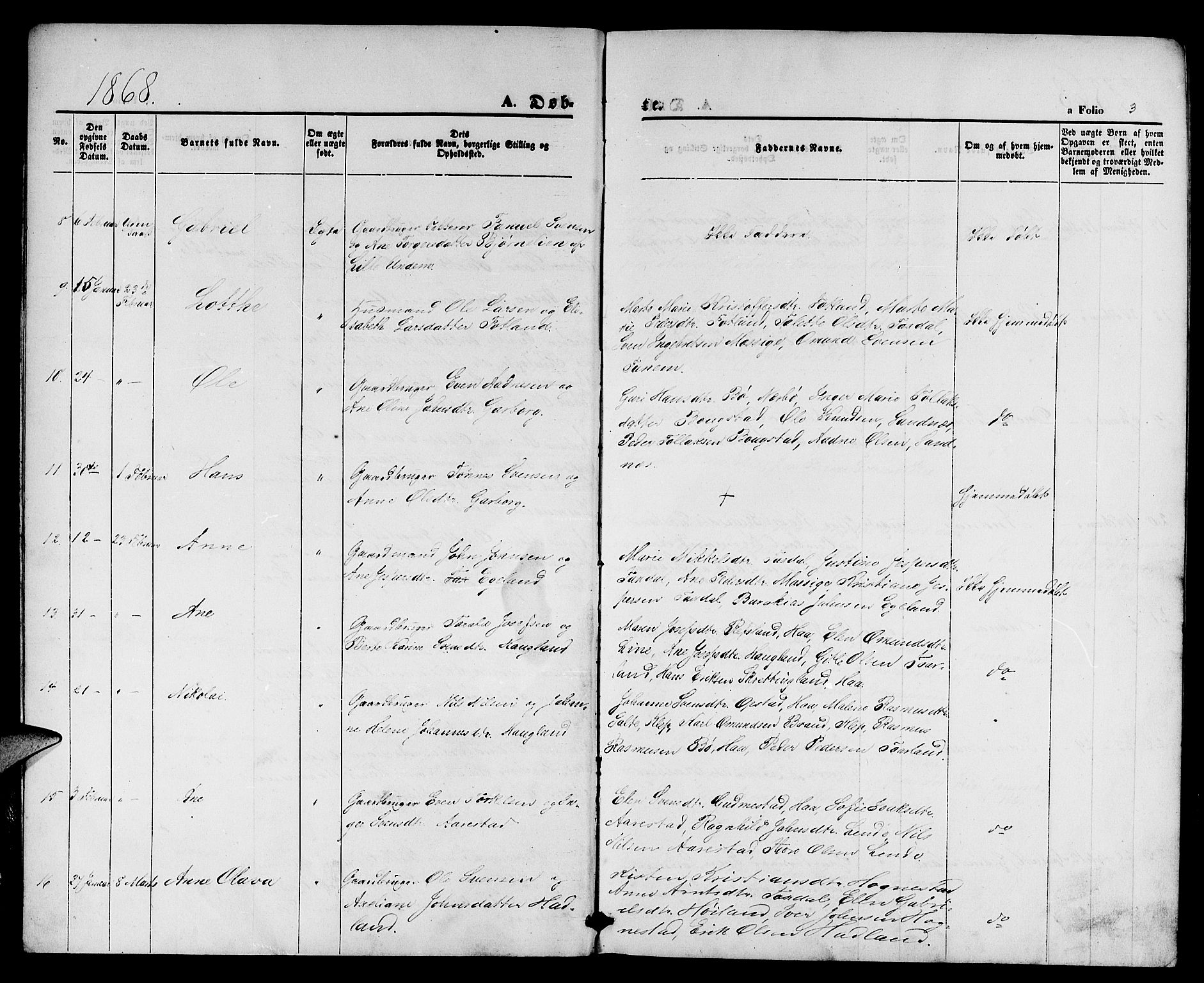 Lye sokneprestkontor, AV/SAST-A-101794/001/30BB/L0004: Parish register (copy) no. B 4, 1868-1878, p. 3