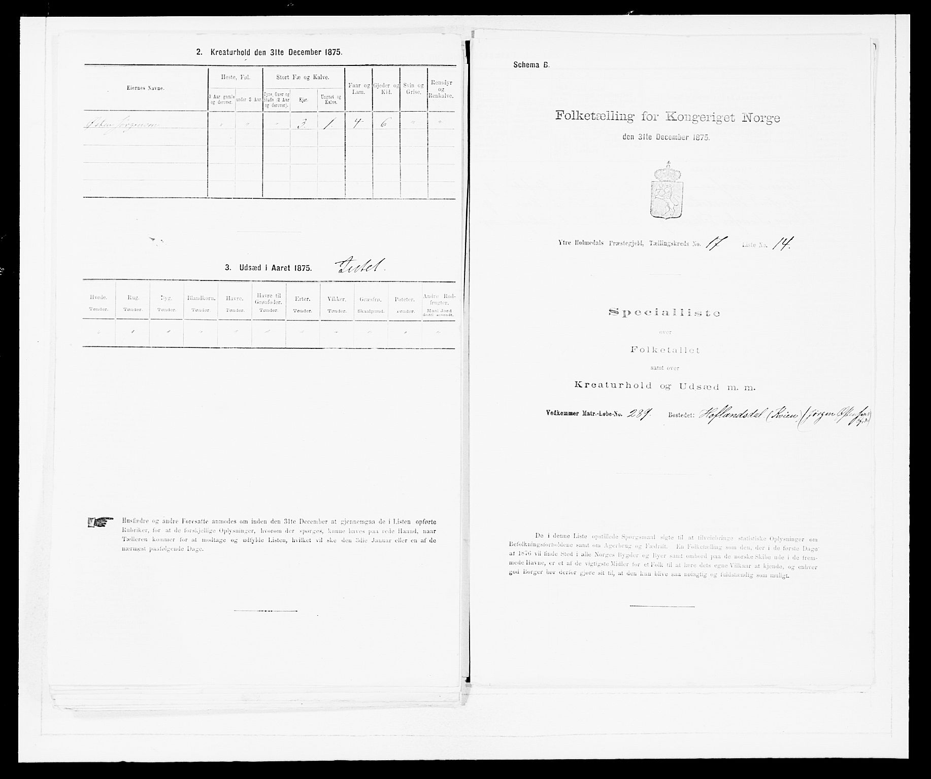 SAB, 1875 census for 1429P Ytre Holmedal, 1875, p. 1141