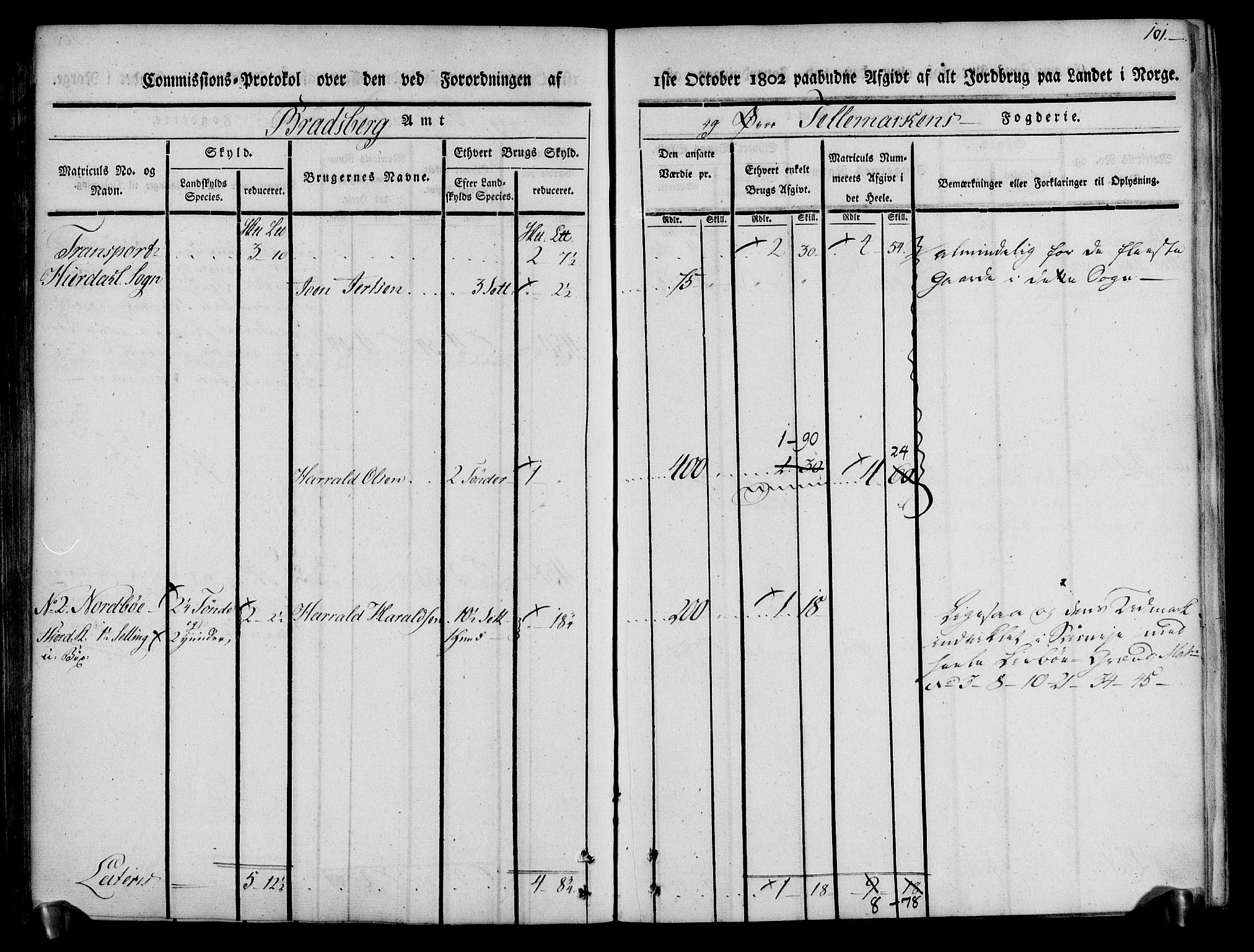 Rentekammeret inntil 1814, Realistisk ordnet avdeling, AV/RA-EA-4070/N/Ne/Nea/L0074: Øvre Telemarken fogderi. Kommisjonsprotokoll for fogderiets østre del - Tinn, Hjartdal og Seljord prestegjeld., 1803, p. 101