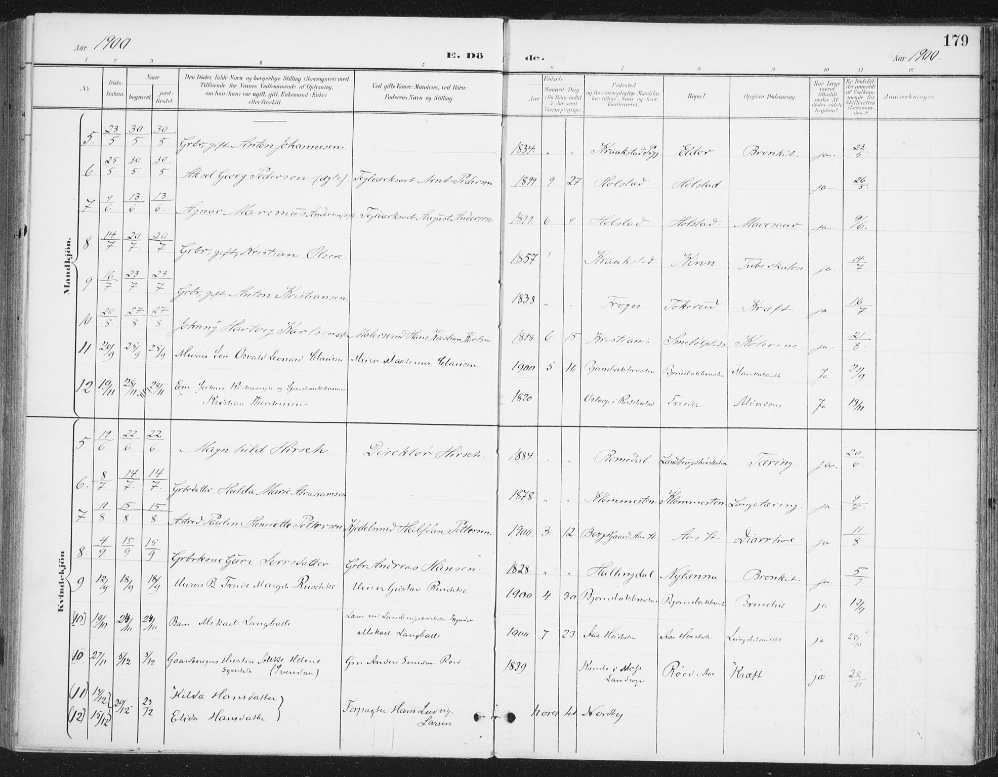 Ås prestekontor Kirkebøker, SAO/A-10894/F/Fa/L0010: Parish register (official) no. I 10, 1900-1918, p. 179