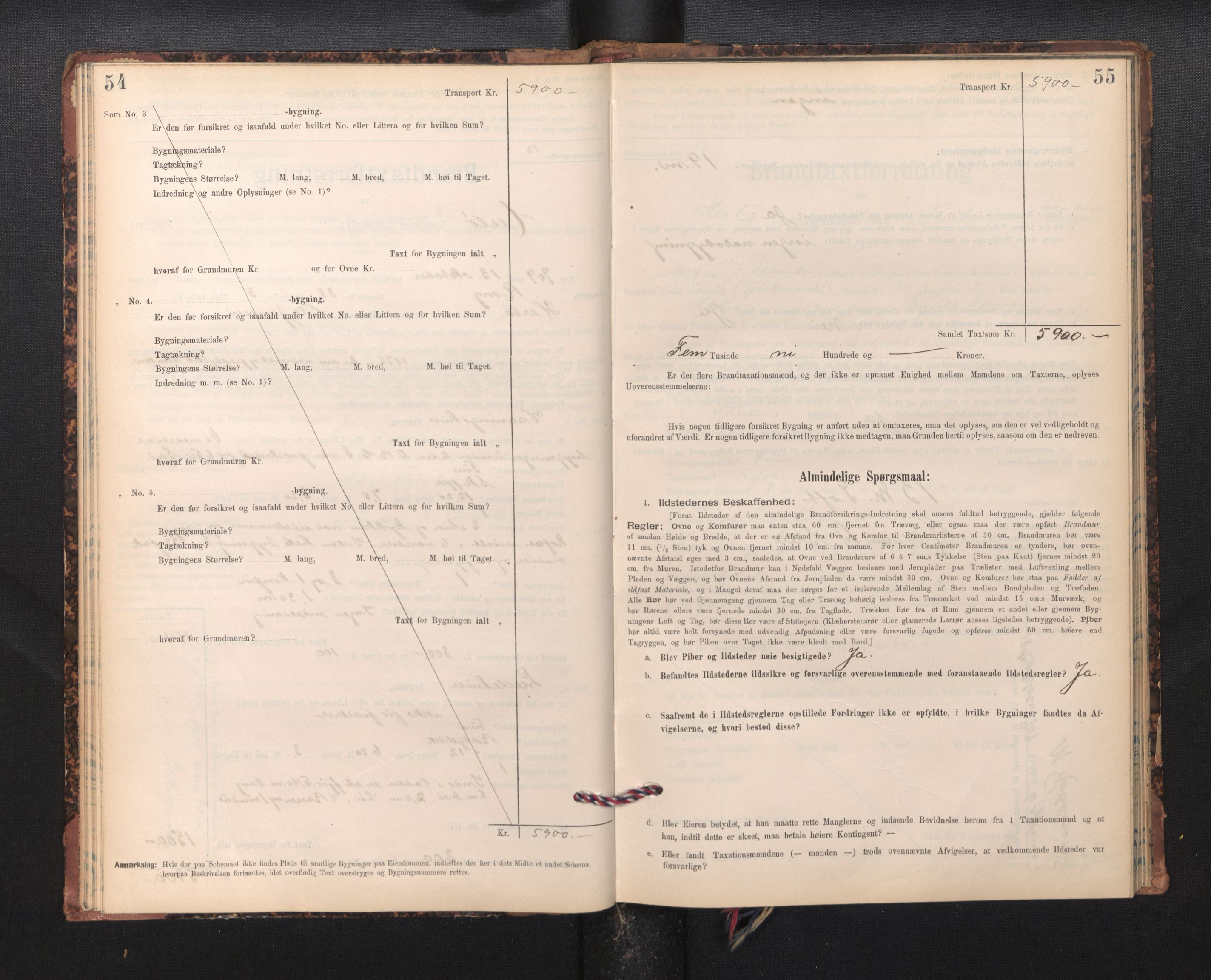 Lensmannen i Herdla, SAB/A-32901/0012/L0003:  Branntakstprotokoll skjematakst, 1897-1916, p. 54-55