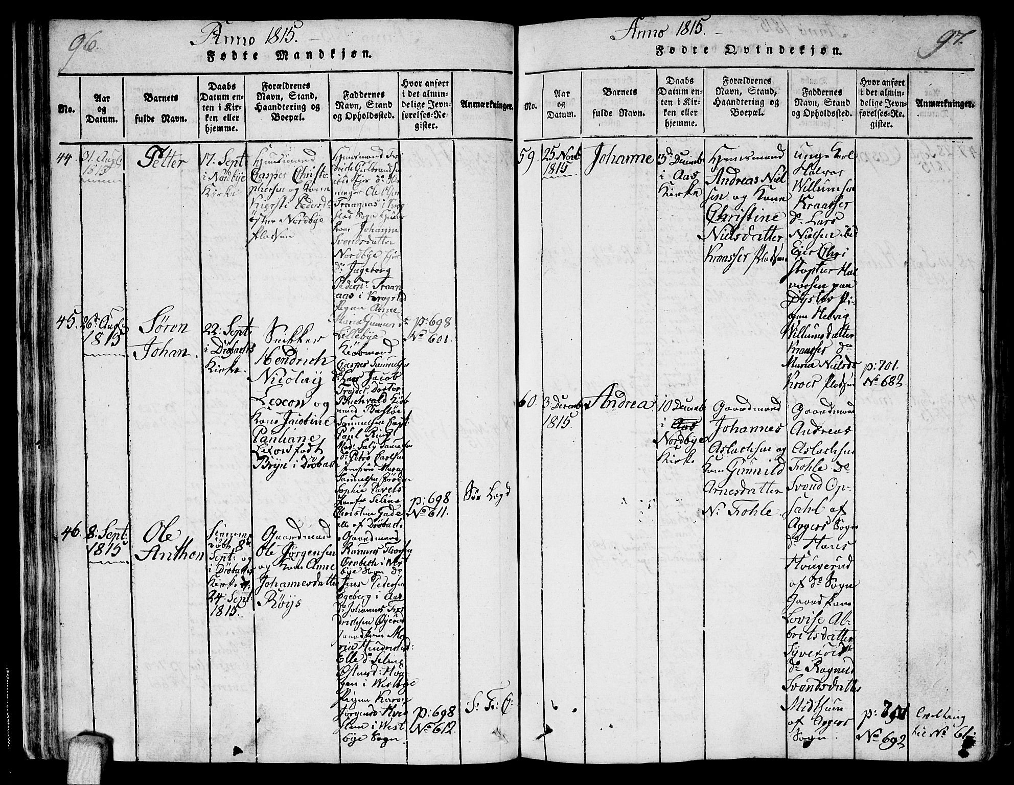 Ås prestekontor Kirkebøker, AV/SAO-A-10894/F/Fa/L0003: Parish register (official) no. I 3, 1814-1818, p. 96-97