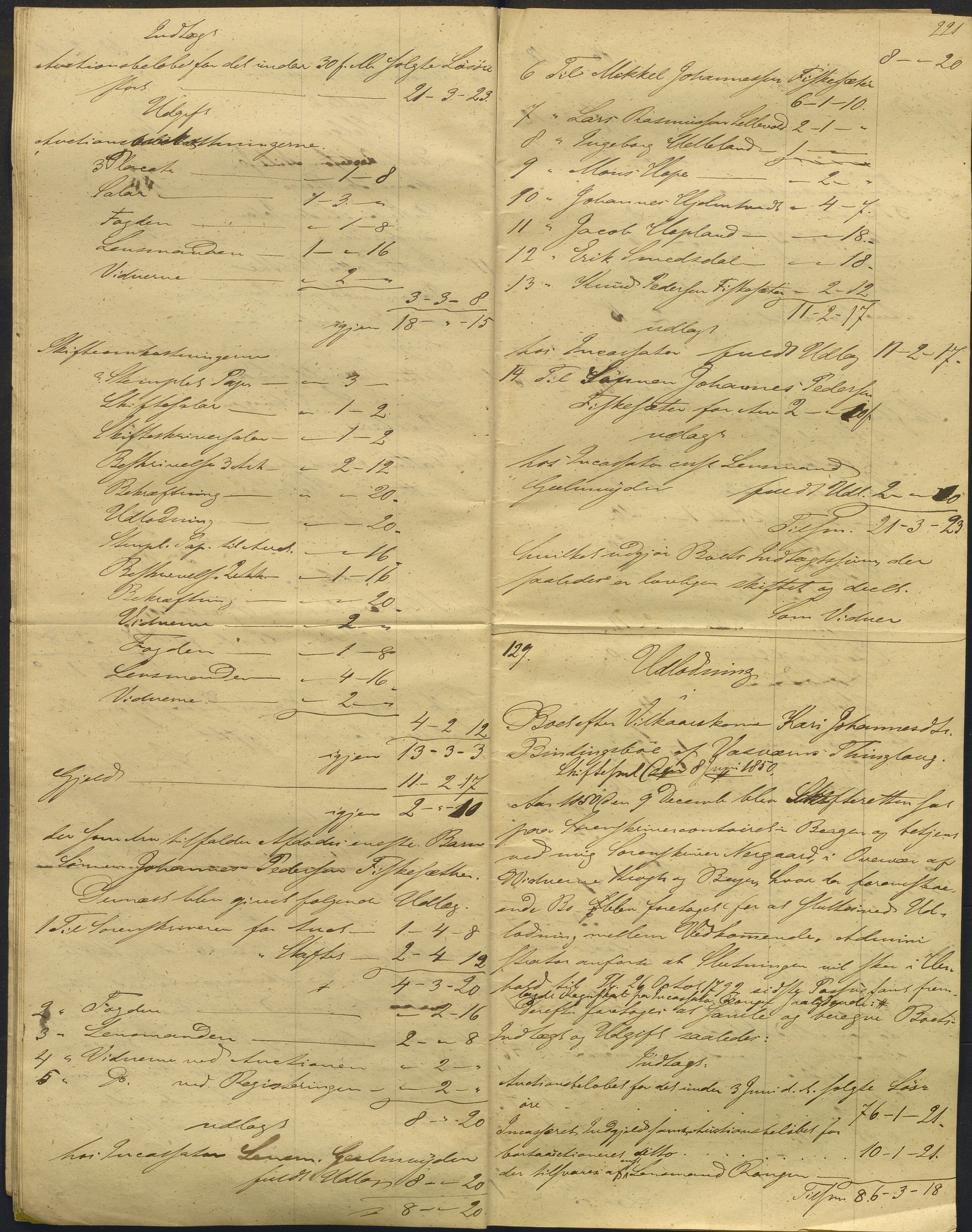 Nordhordland sorenskrivar, AV/SAB-A-2901/1/H/Hd/Hdb/L0001: Konsept til utlodningar, 1850-1852, p. 247