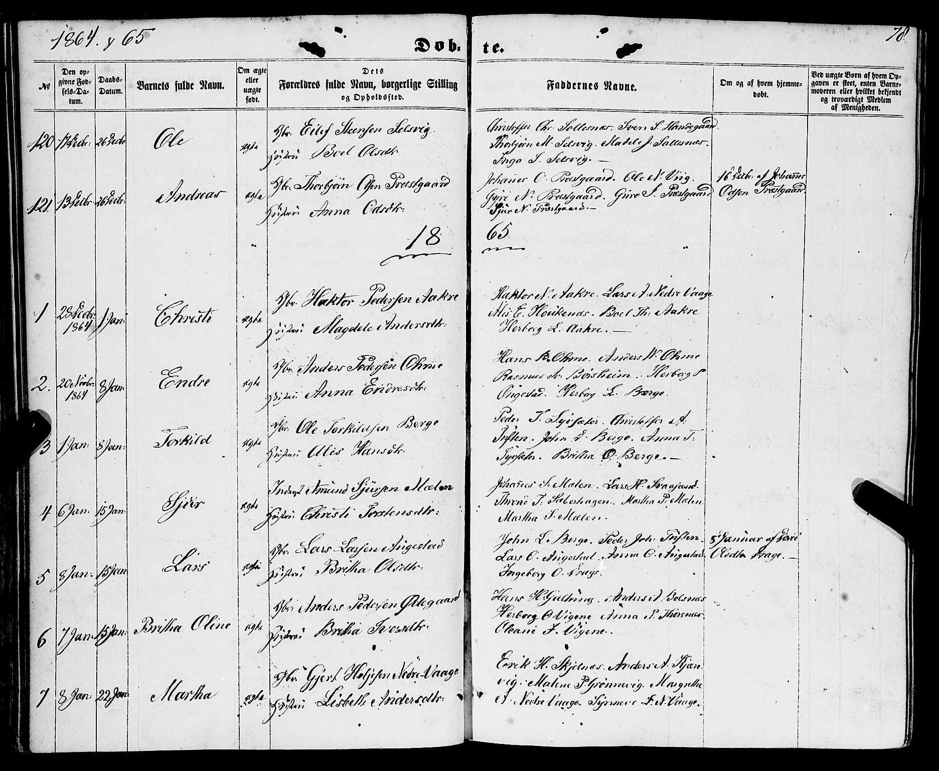 Strandebarm sokneprestembete, AV/SAB-A-78401/H/Haa: Parish register (official) no. A 8, 1858-1872, p. 78