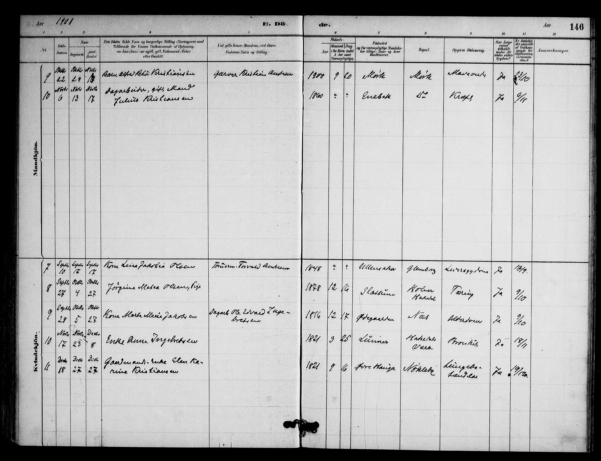 Nittedal prestekontor Kirkebøker, SAO/A-10365a/F/Fb/L0001: Parish register (official) no. II 1, 1879-1901, p. 146