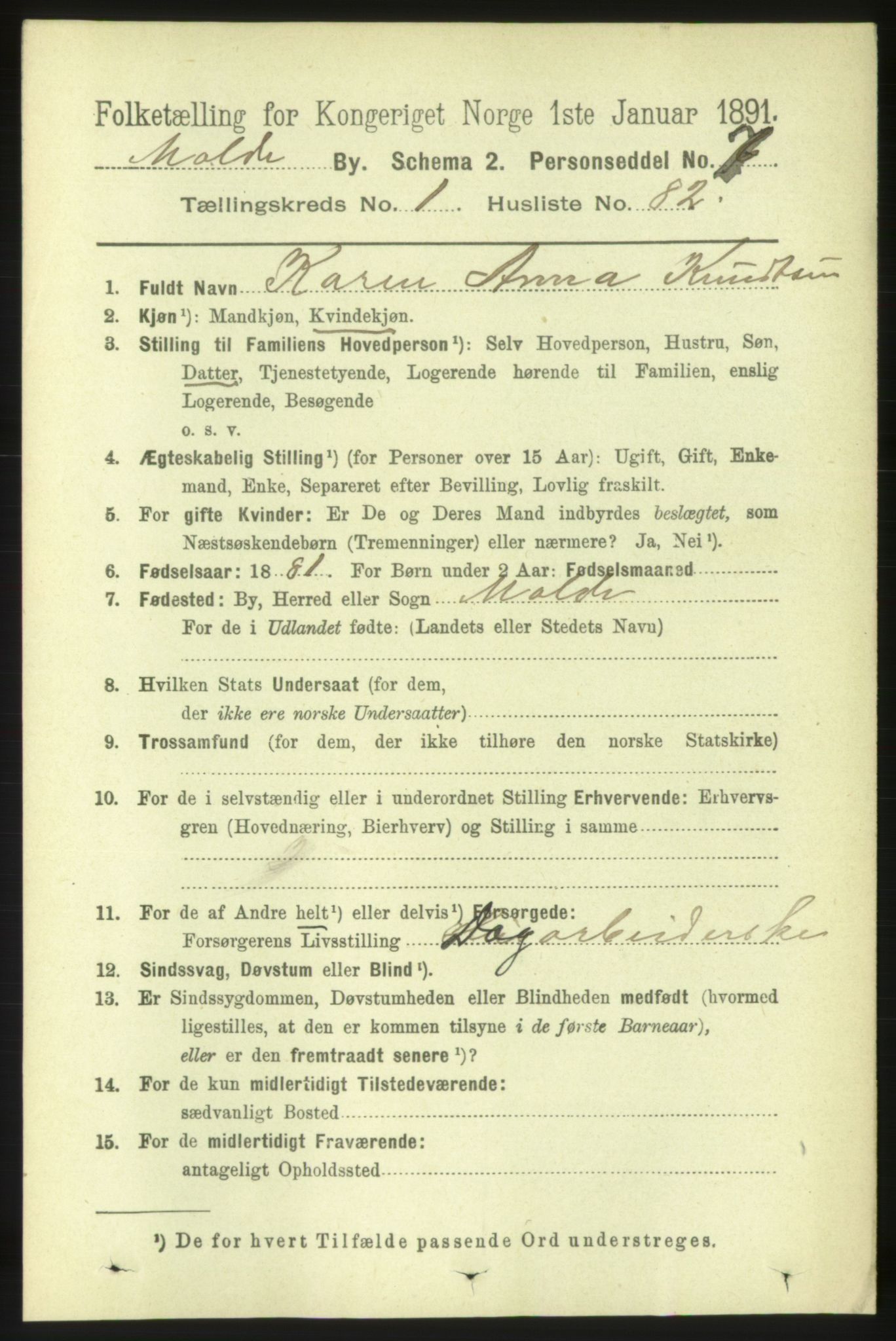 RA, 1891 census for 1502 Molde, 1891, p. 984