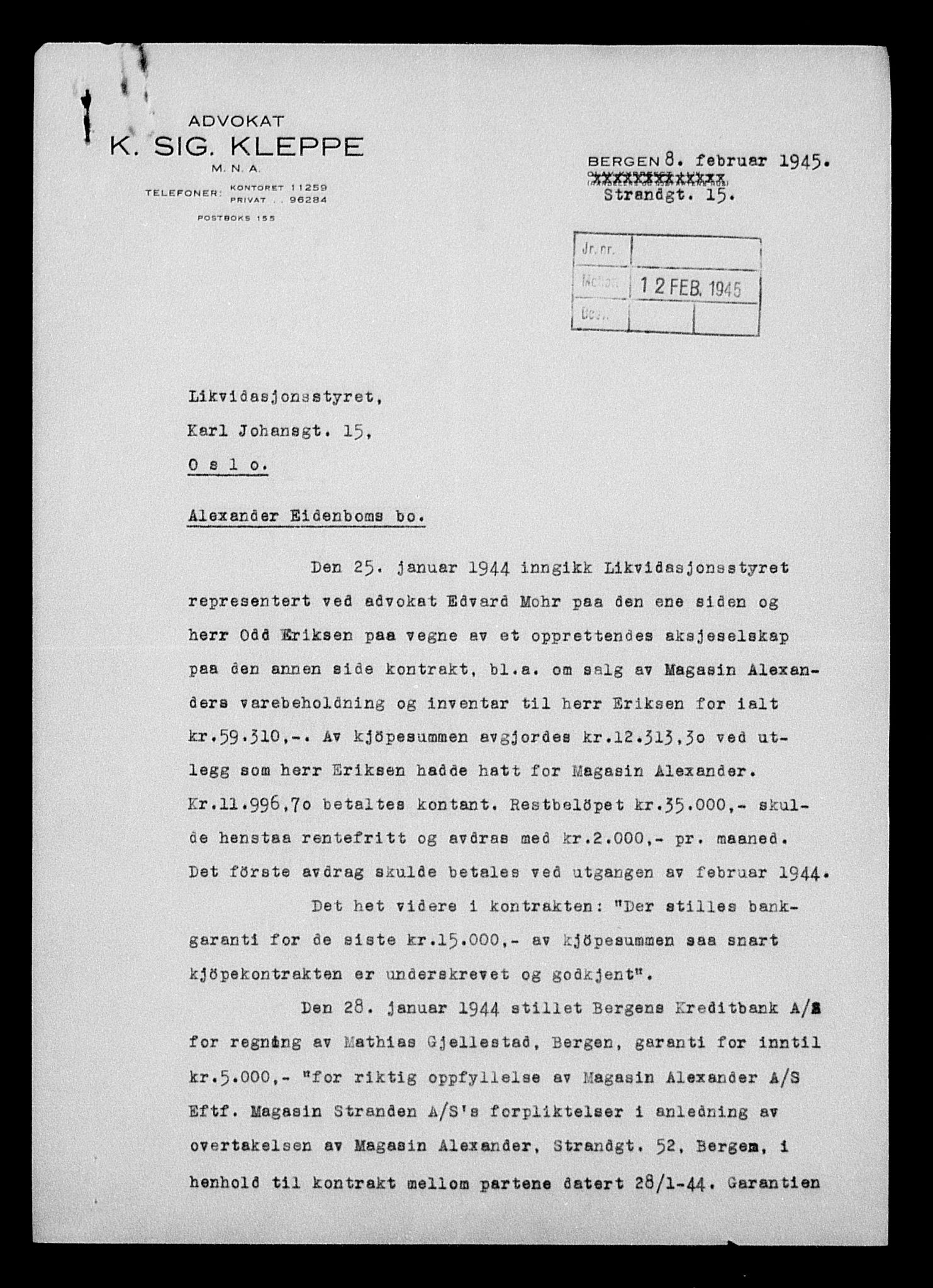 Justisdepartementet, Tilbakeføringskontoret for inndratte formuer, AV/RA-S-1564/H/Hc/Hcd/L0994: --, 1945-1947, p. 75