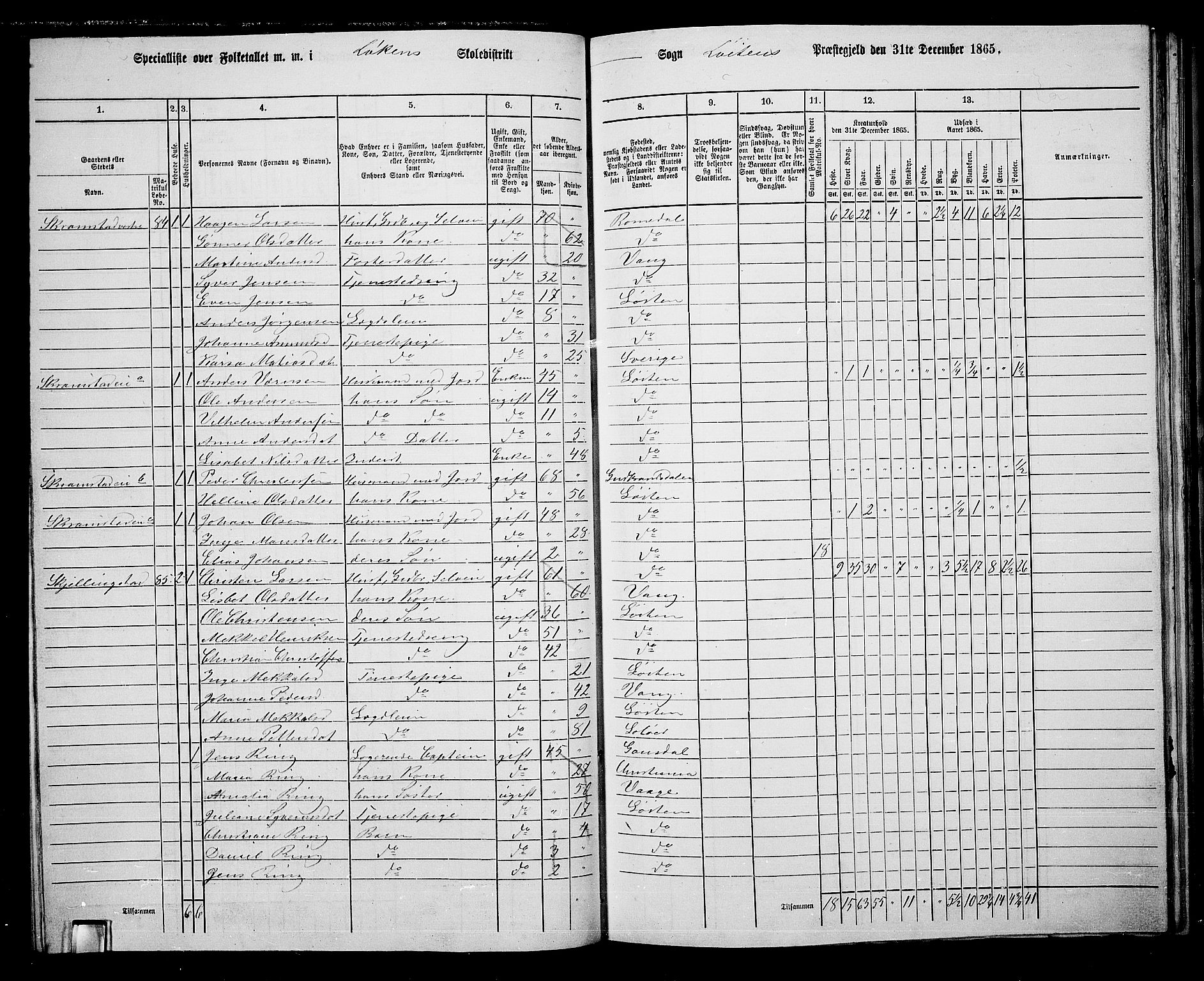 RA, 1865 census for Løten, 1865, p. 65