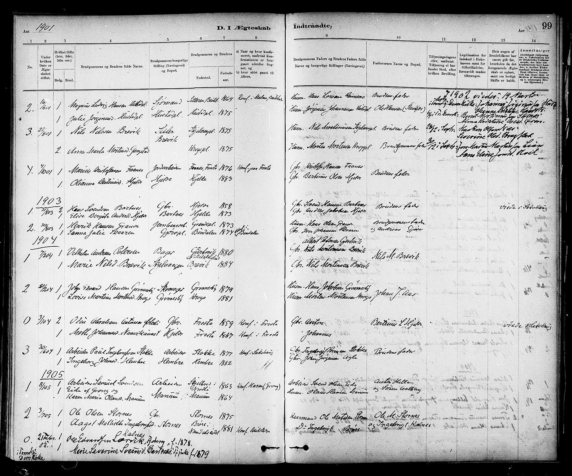 Ministerialprotokoller, klokkerbøker og fødselsregistre - Nord-Trøndelag, SAT/A-1458/732/L0318: Parish register (copy) no. 732C02, 1881-1911, p. 99