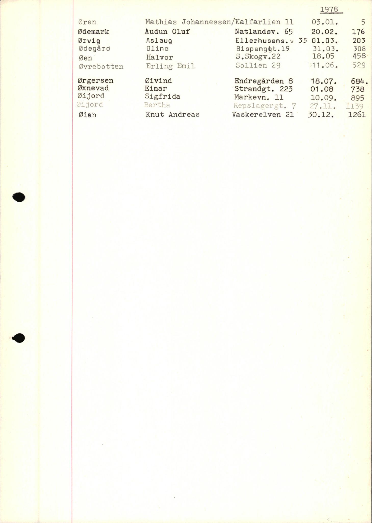 Byfogd og Byskriver i Bergen, SAB/A-3401/06/06Nb/L0018: Register til dødsfalljournaler, 1978, p. 38