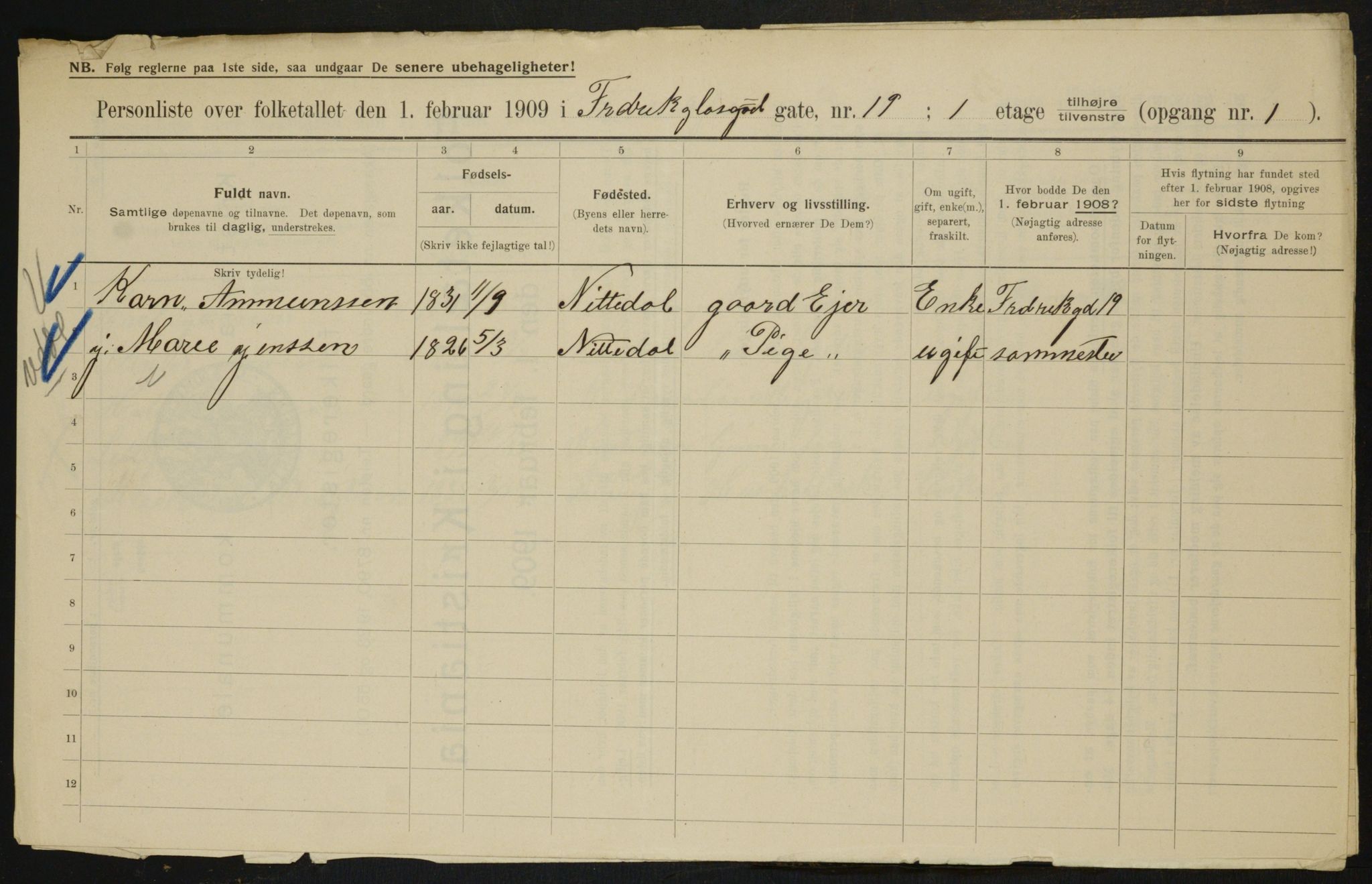 OBA, Municipal Census 1909 for Kristiania, 1909, p. 24089