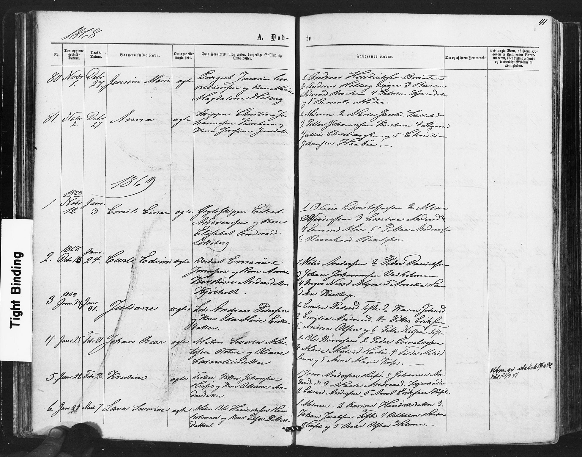 Hvaler prestekontor Kirkebøker, AV/SAO-A-2001/F/Fa/L0007: Parish register (official) no. I 7, 1864-1878, p. 41