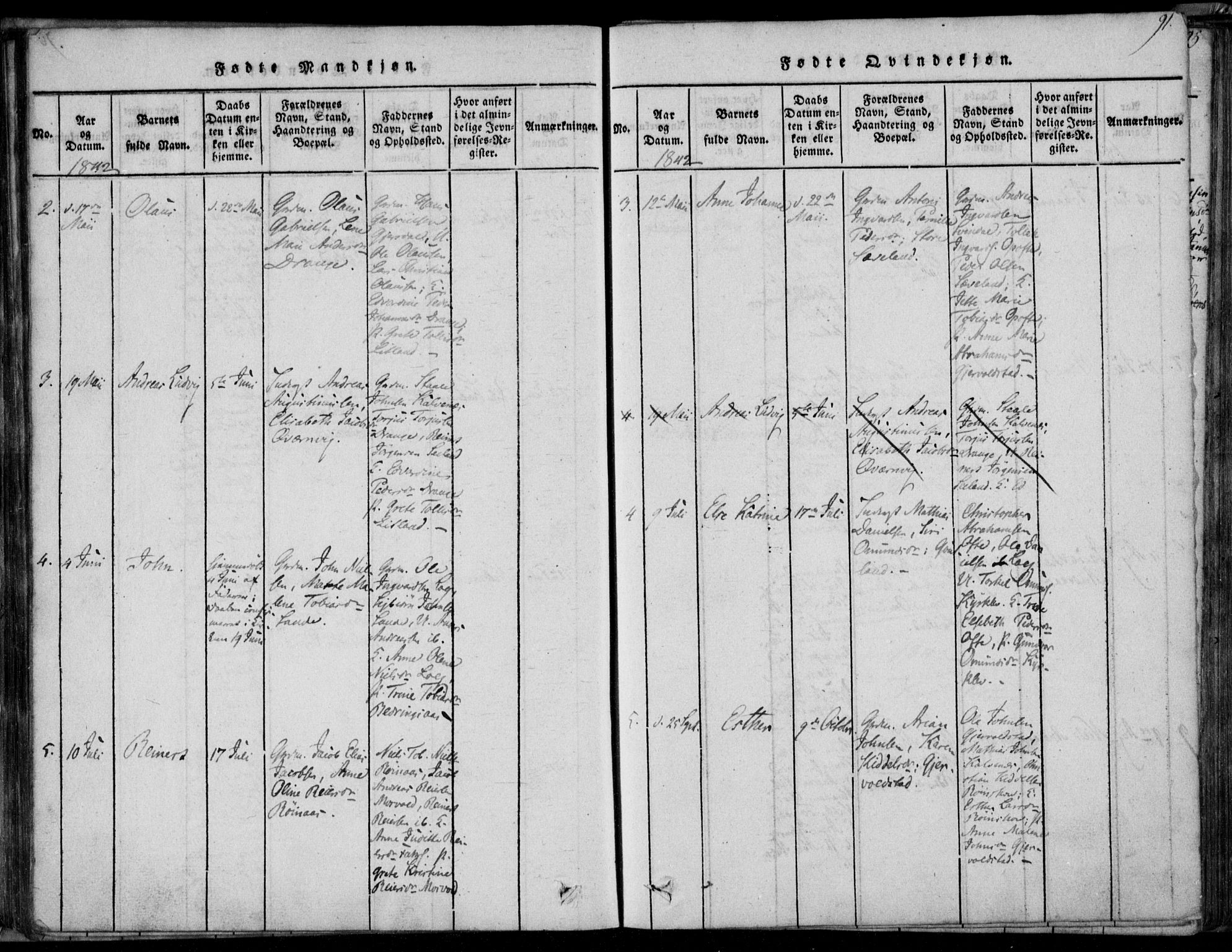 Herad sokneprestkontor, AV/SAK-1111-0018/F/Fa/Faa/L0003: Parish register (official) no. A 3, 1816-1844, p. 91