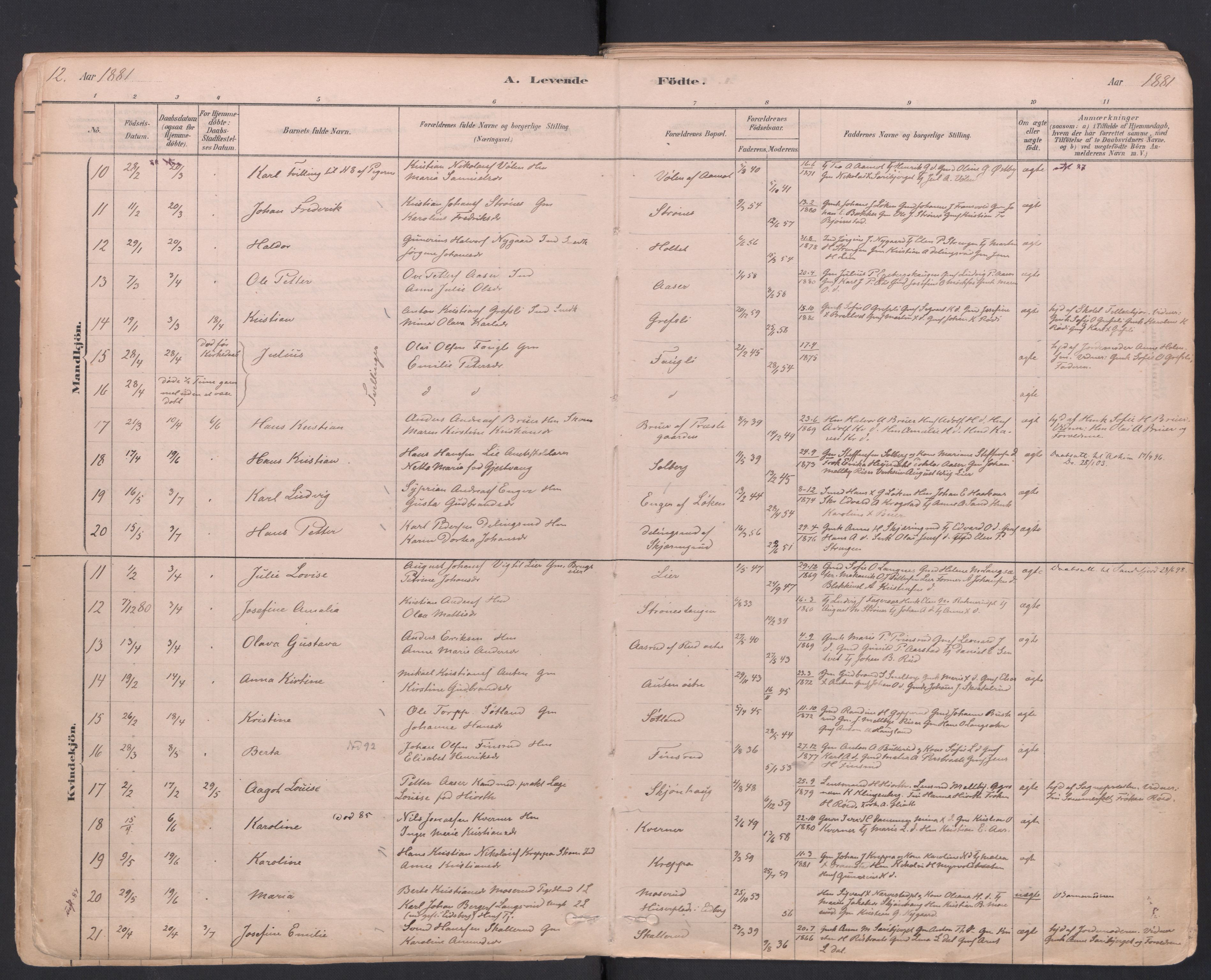 Trøgstad prestekontor Kirkebøker, AV/SAO-A-10925/F/Fa/L0010: Parish register (official) no. I 10, 1878-1898, p. 12