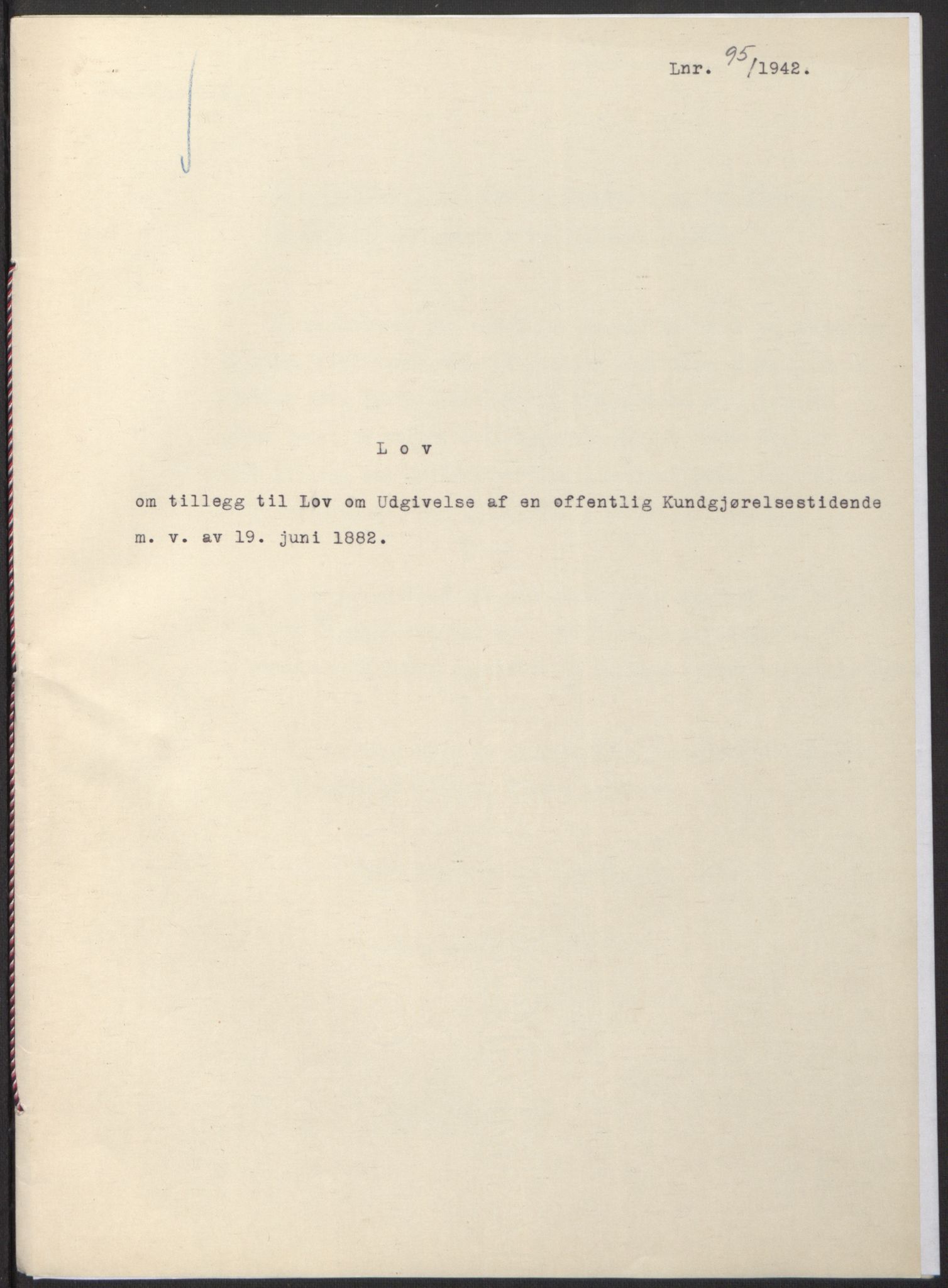 NS-administrasjonen 1940-1945 (Statsrådsekretariatet, de kommisariske statsråder mm), RA/S-4279/D/Db/L0097: Lover I, 1942, p. 287