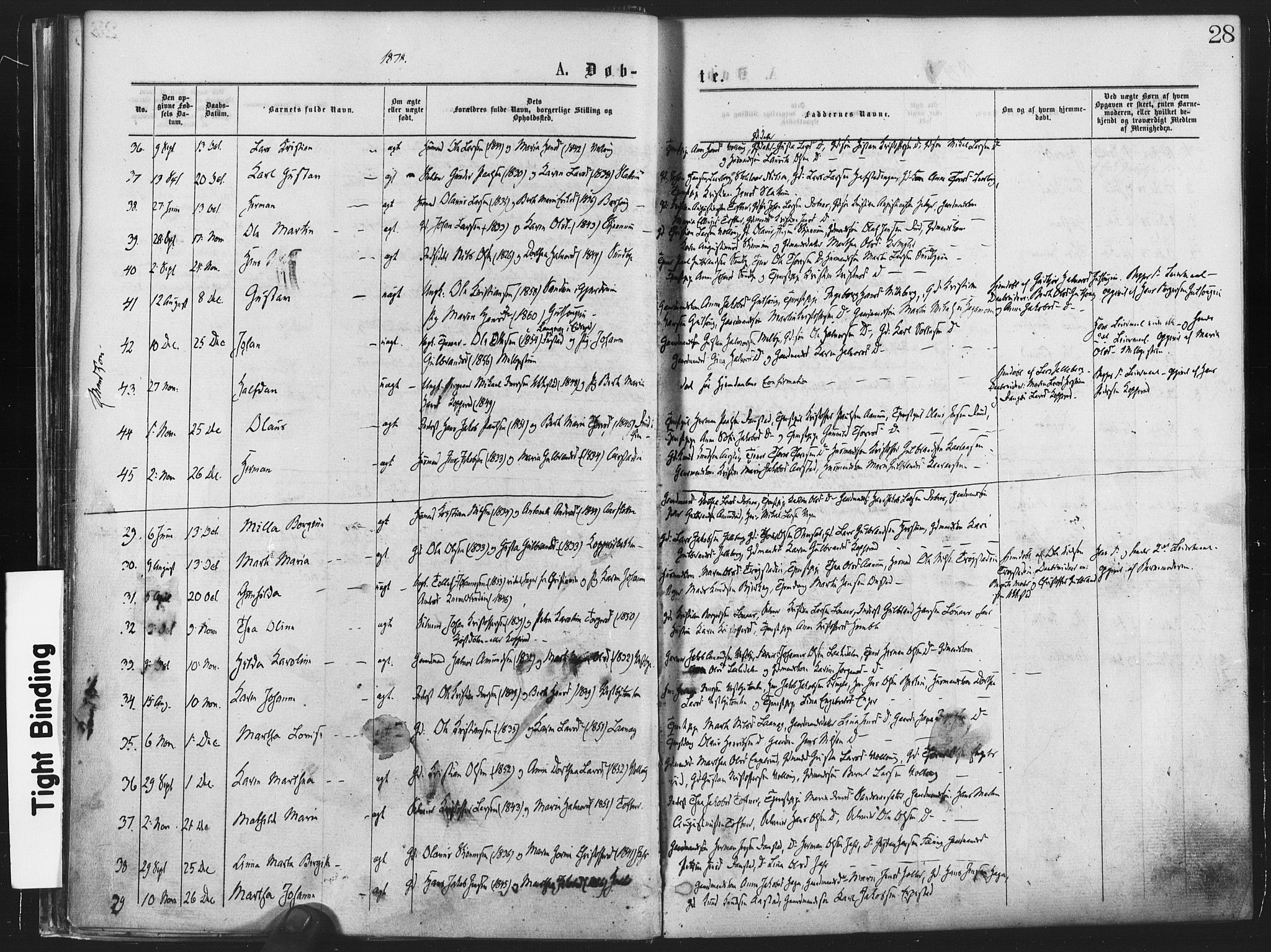 Nannestad prestekontor Kirkebøker, AV/SAO-A-10414a/F/Fa/L0013: Parish register (official) no. I 13, 1873-1880, p. 28