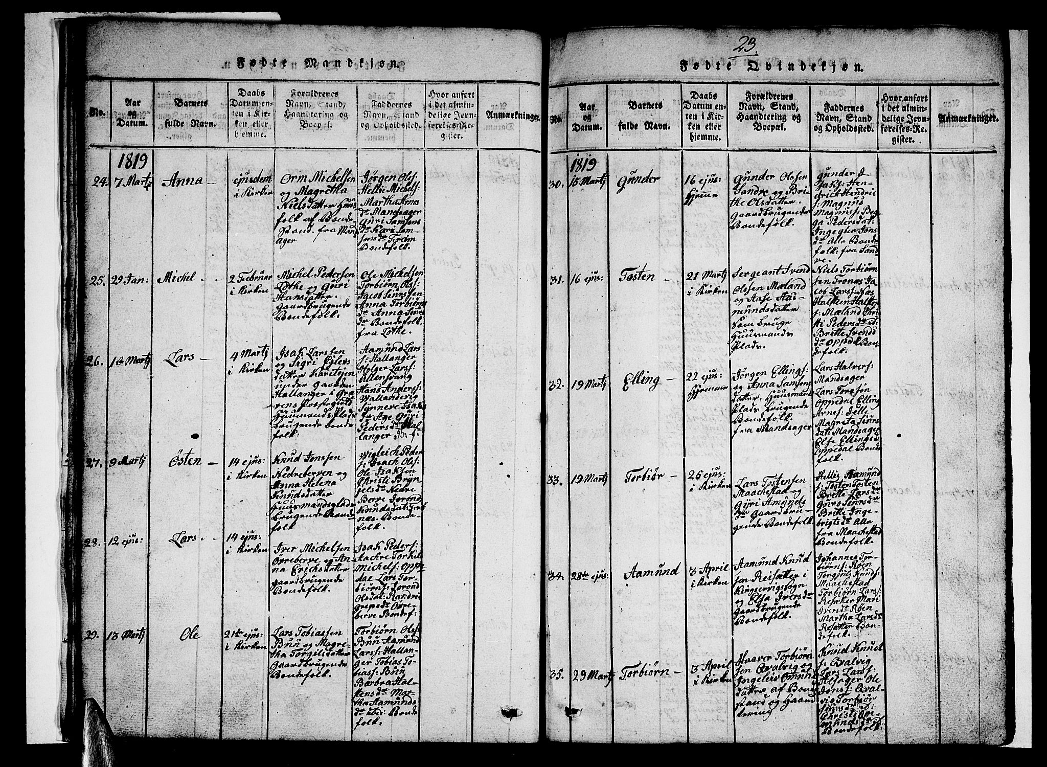 Ullensvang sokneprestembete, AV/SAB-A-78701/H/Hab: Parish register (copy) no. A 3, 1817-1825, p. 23