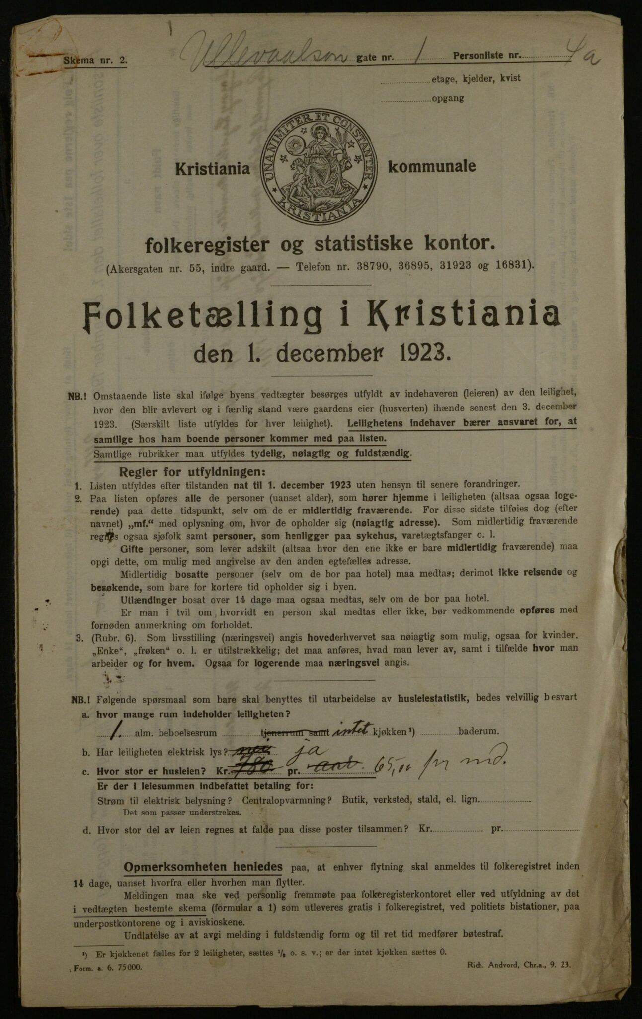 OBA, Municipal Census 1923 for Kristiania, 1923, p. 131341