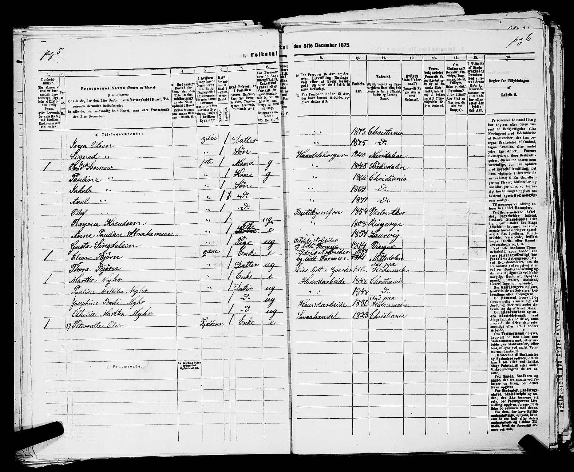 RA, 1875 census for 0301 Kristiania, 1875, p. 1750