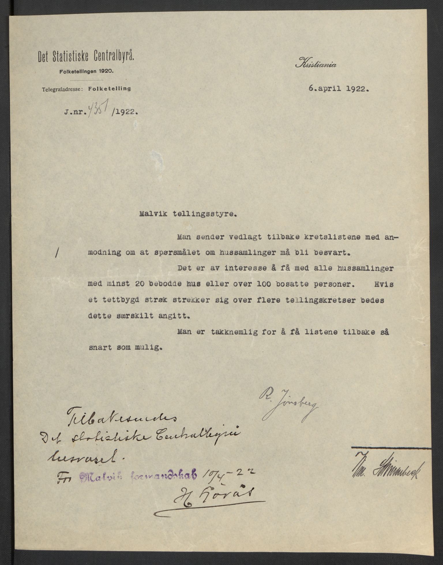 SAT, 1920 census for Malvik, 1920, p. 3