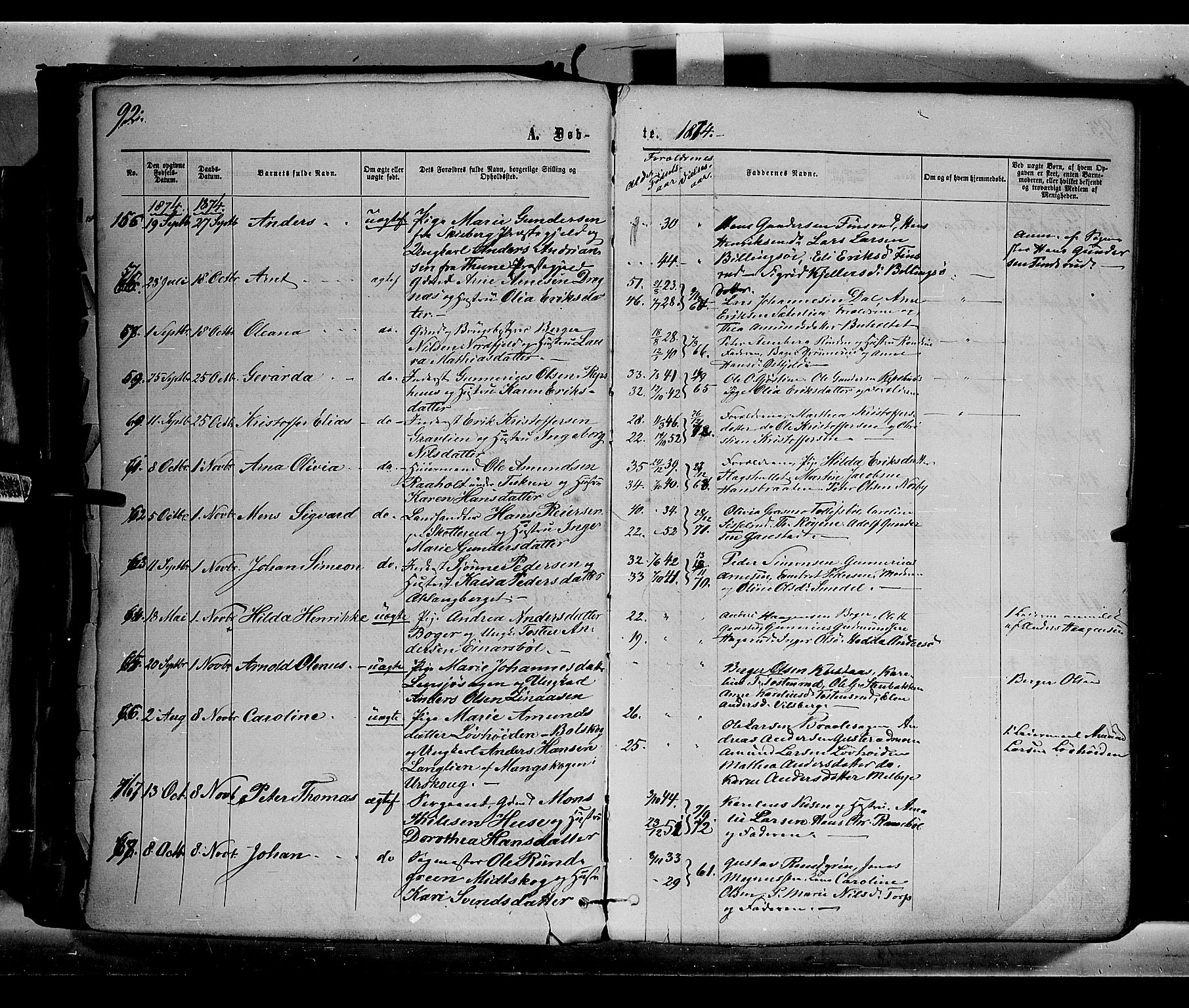 Eidskog prestekontor, AV/SAH-PREST-026/H/Ha/Haa/L0002: Parish register (official) no. 2, 1867-1878, p. 92