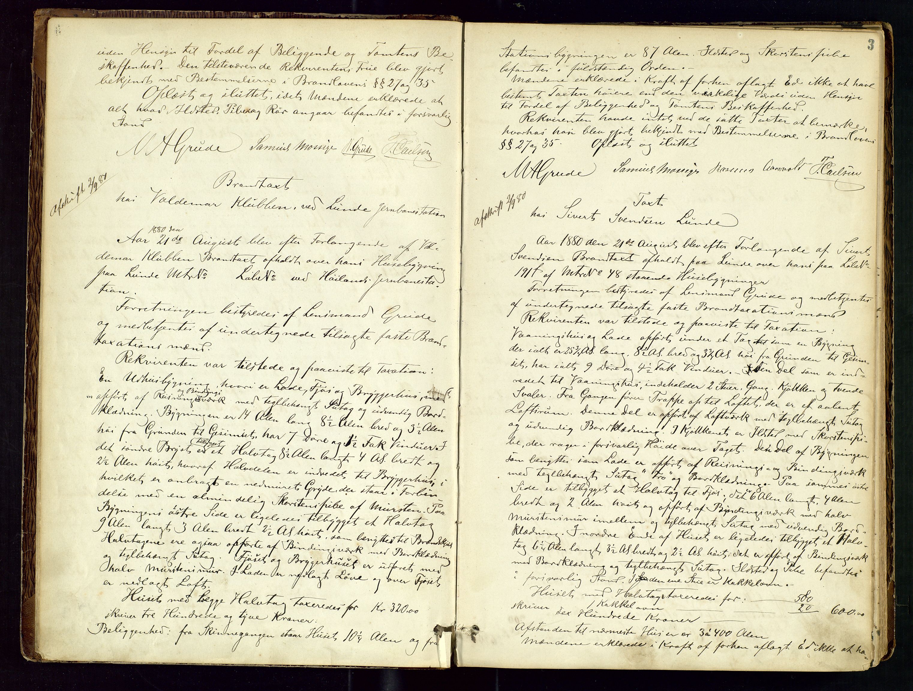 Høyland/Sandnes lensmannskontor, AV/SAST-A-100166/Goa/L0002: "Brandtaxtprotokol for Landafdelingen i Høiland", 1880-1917, p. 2b-3a