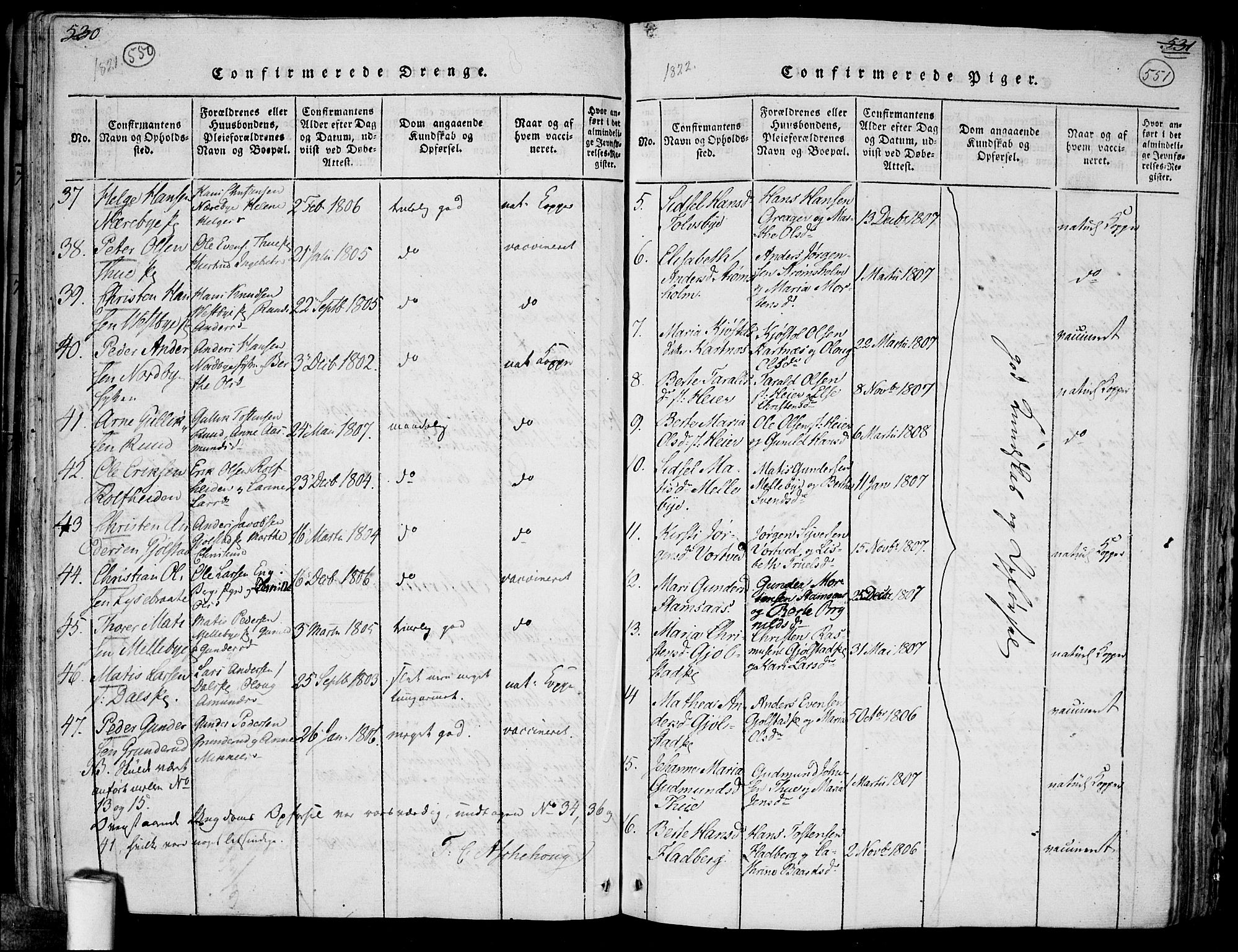 Rakkestad prestekontor Kirkebøker, AV/SAO-A-2008/F/Fa/L0006: Parish register (official) no. I 6, 1814-1824, p. 550-551