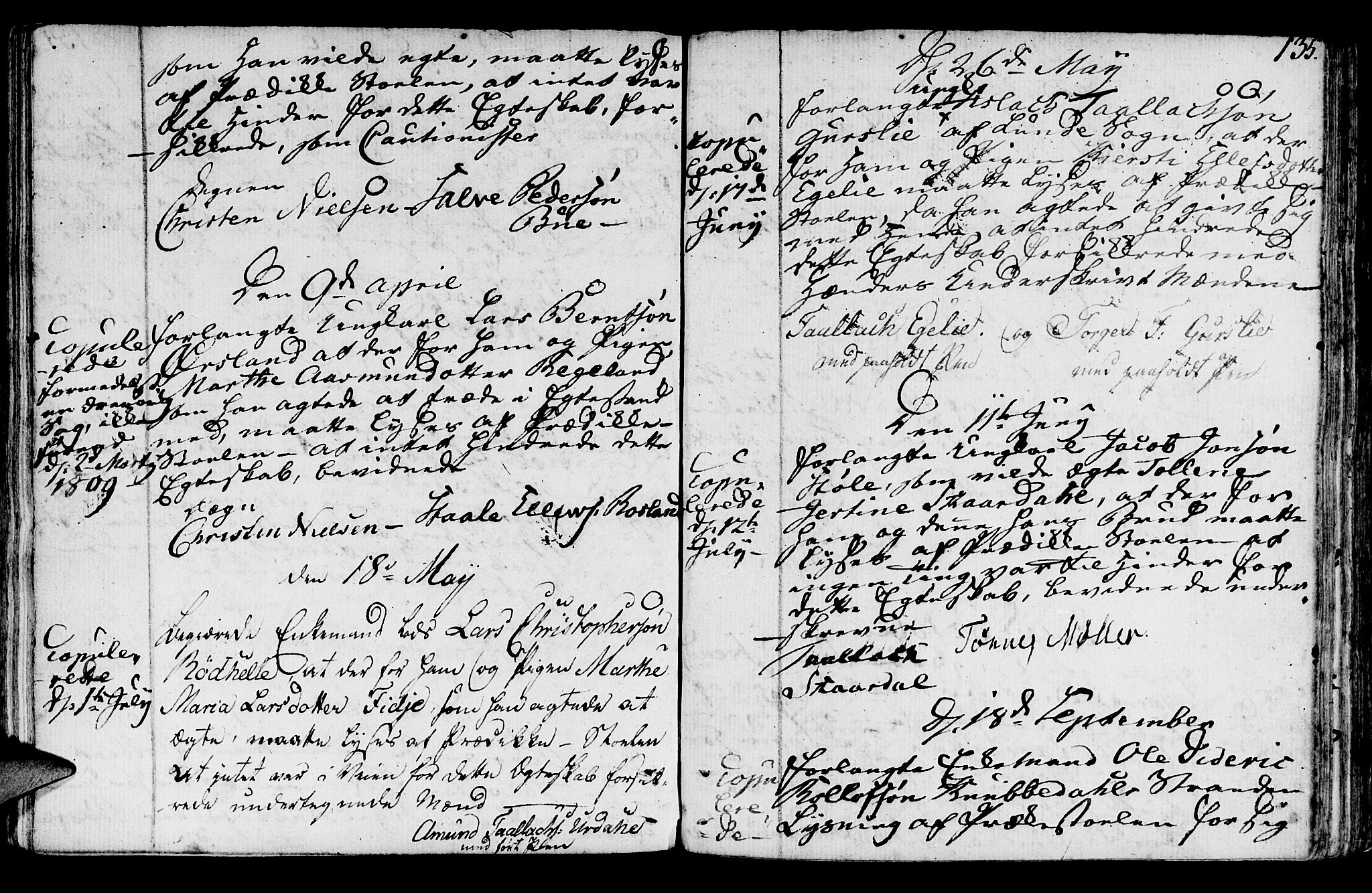 Sokndal sokneprestkontor, AV/SAST-A-101808: Parish register (official) no. A 5, 1806-1826, p. 135