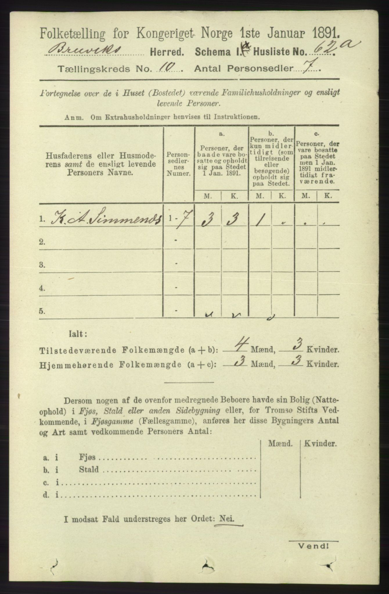 RA, 1891 census for 1251 Bruvik, 1891, p. 3650