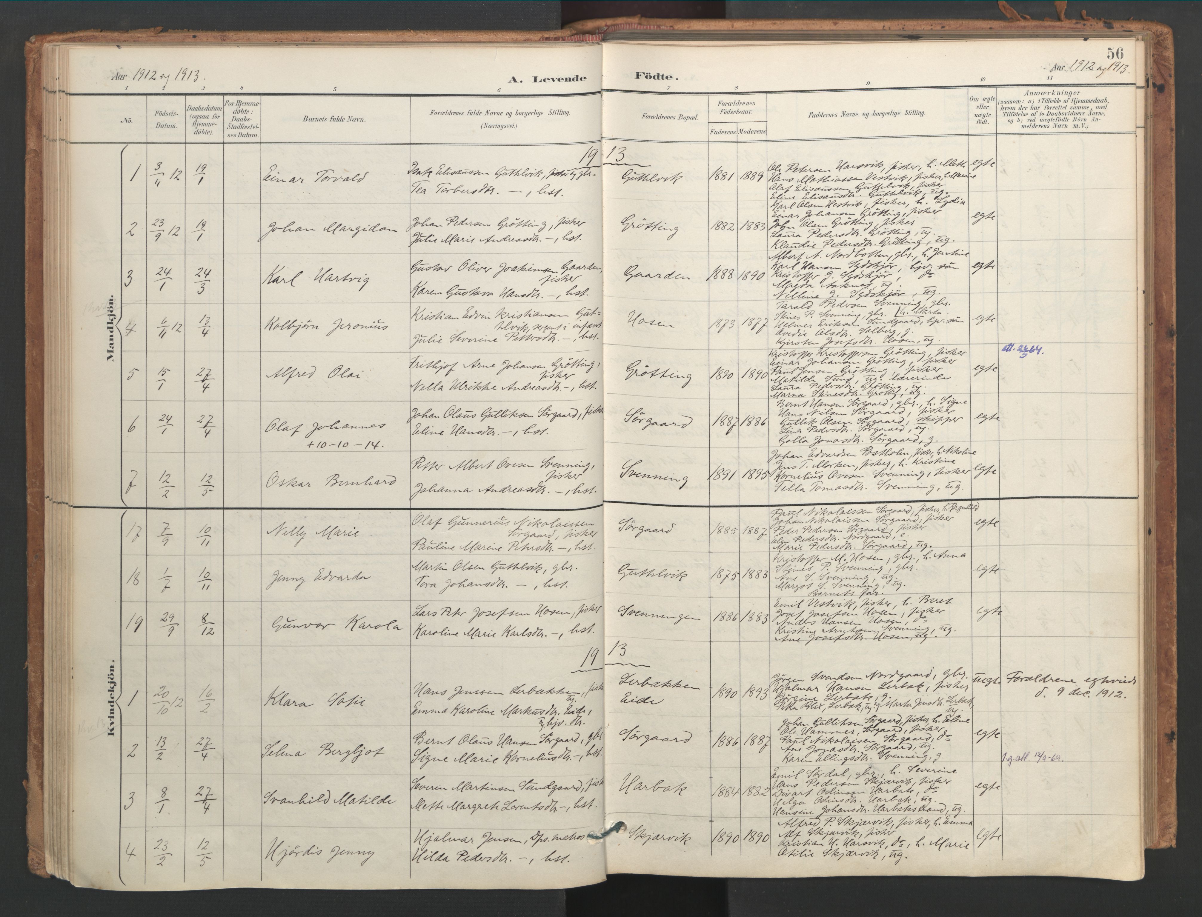 Ministerialprotokoller, klokkerbøker og fødselsregistre - Sør-Trøndelag, SAT/A-1456/656/L0693: Parish register (official) no. 656A02, 1894-1913, p. 56
