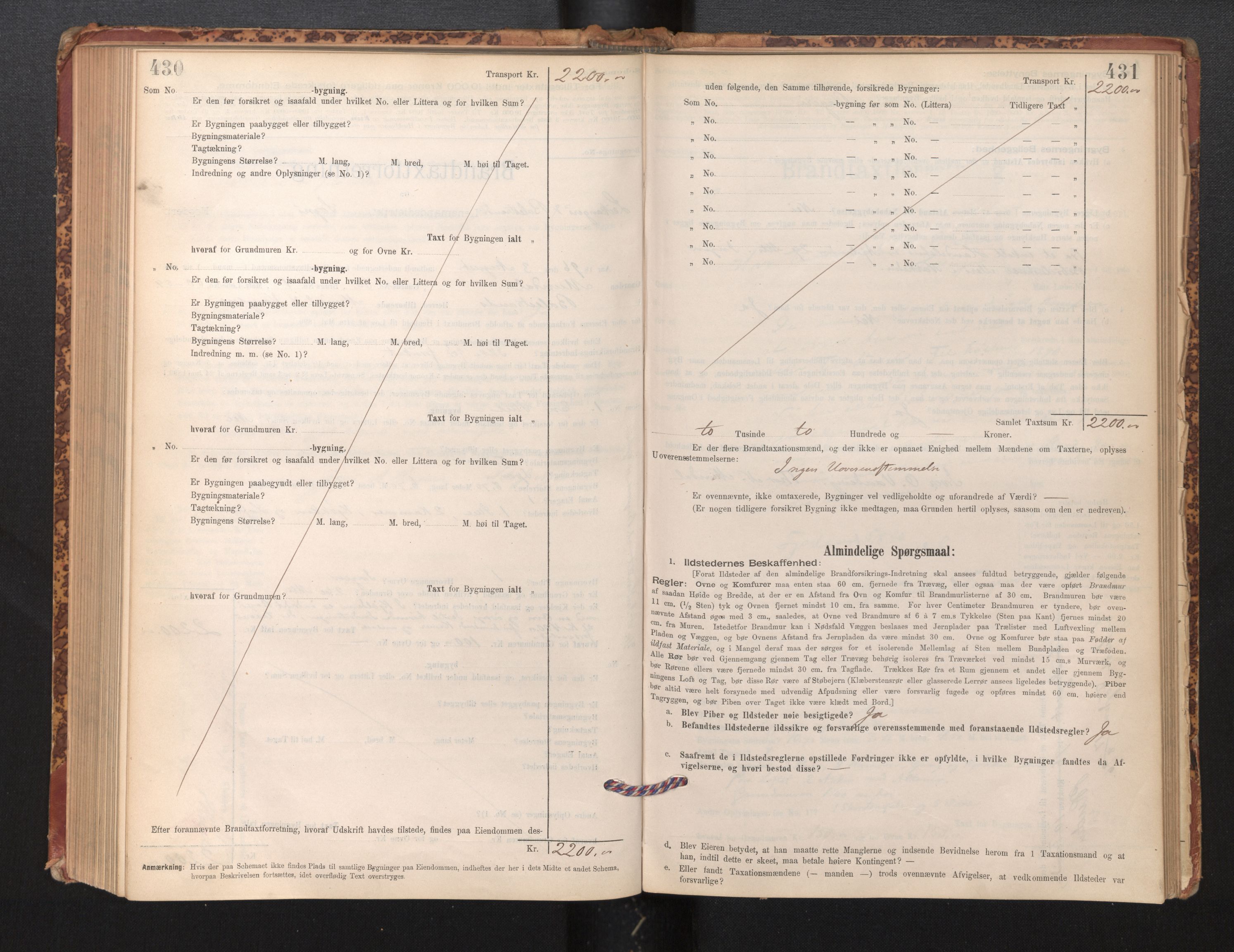 Lensmannen i Leikanger, AV/SAB-A-29201/0012/L0004: Branntakstprotokoll, skjematakst, 1894-1903, p. 430-431