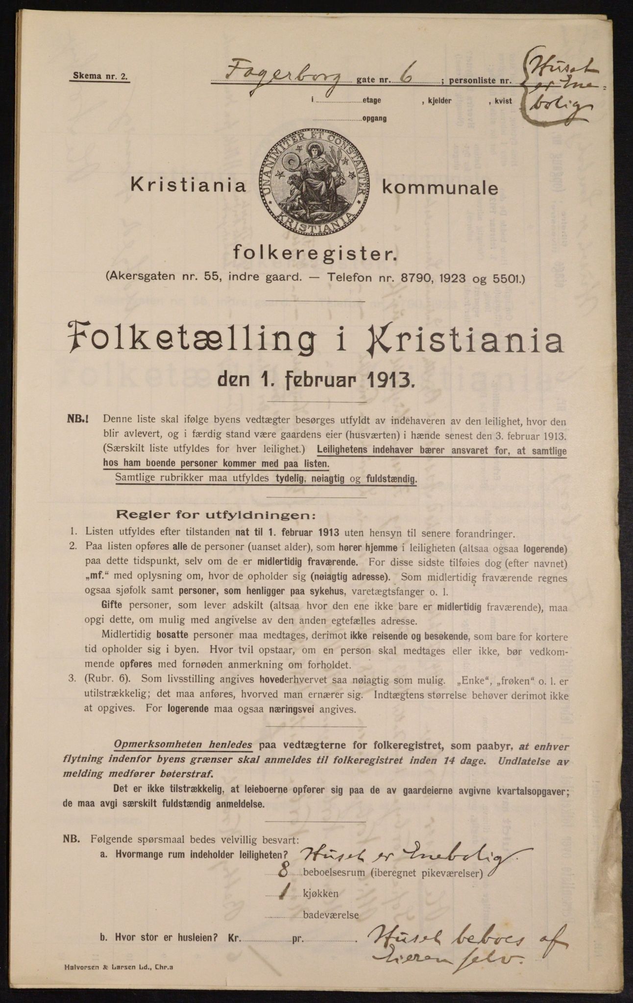 OBA, Municipal Census 1913 for Kristiania, 1913, p. 23054