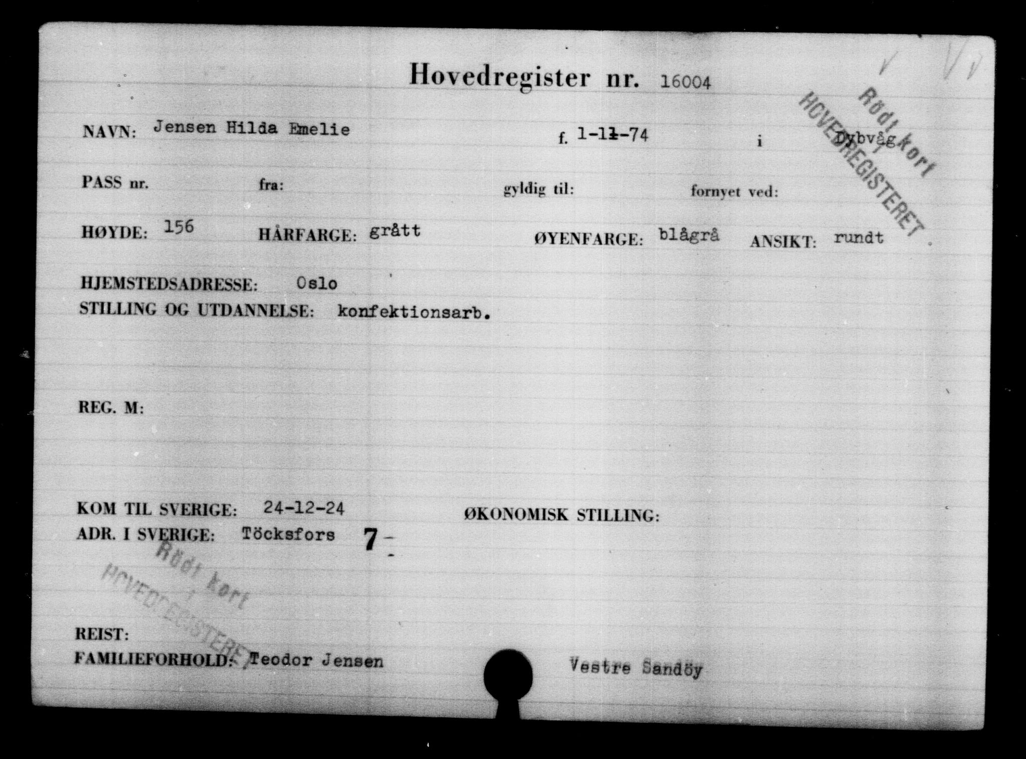 Den Kgl. Norske Legasjons Flyktningskontor, RA/S-6753/V/Va/L0008: Kjesäterkartoteket.  Flyktningenr. 15700-18547, 1940-1945, p. 332