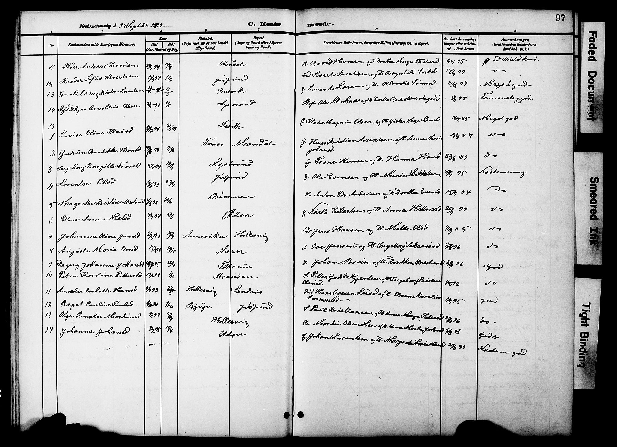 Ministerialprotokoller, klokkerbøker og fødselsregistre - Sør-Trøndelag, SAT/A-1456/654/L0666: Parish register (copy) no. 654C02, 1901-1925, p. 97